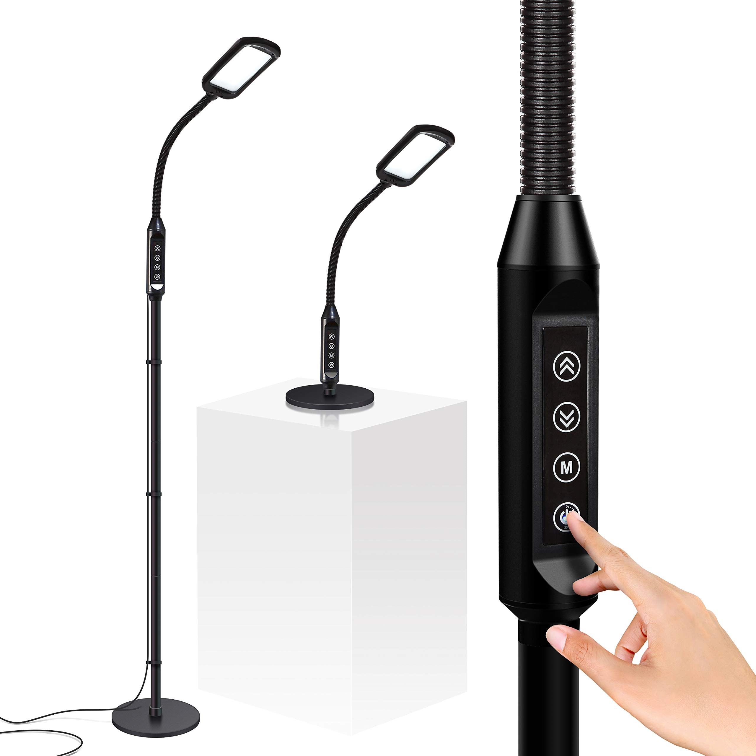 Brightech Litespan 2-in-1 LED Floor & Desk Lamp  Adjustable Height  Shades  Neck  Esthetician Light for Lashes  Portable Gooseneck Standing Lamp for Living Room  Dorm  Table