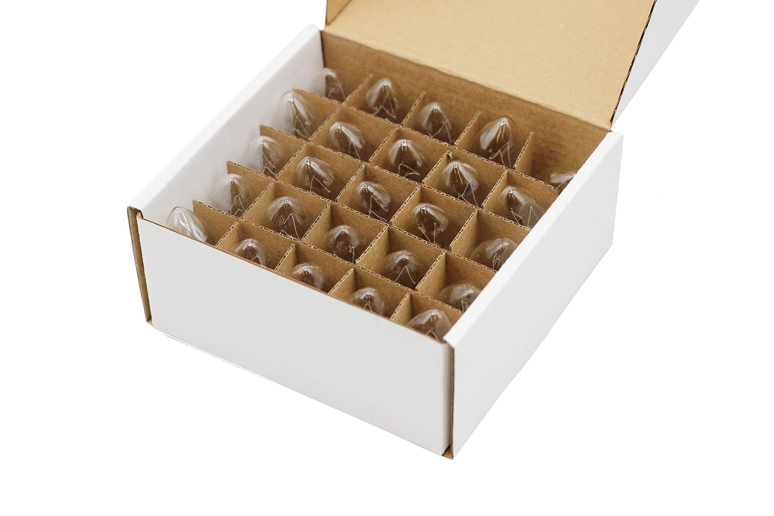 Creative Hobbies C7 Night Light Bulbs, 7 Watt, 40 Lumens, Clear Glass, E12 Base, 25 Pack