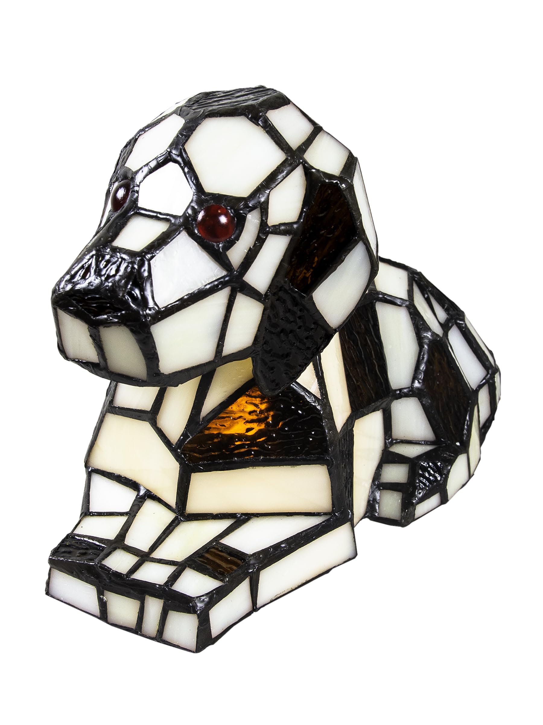 Dale Tiffany Spot Dog Accent Lamp - Art Glass Shade, Black, Unique Home Decor Lighting