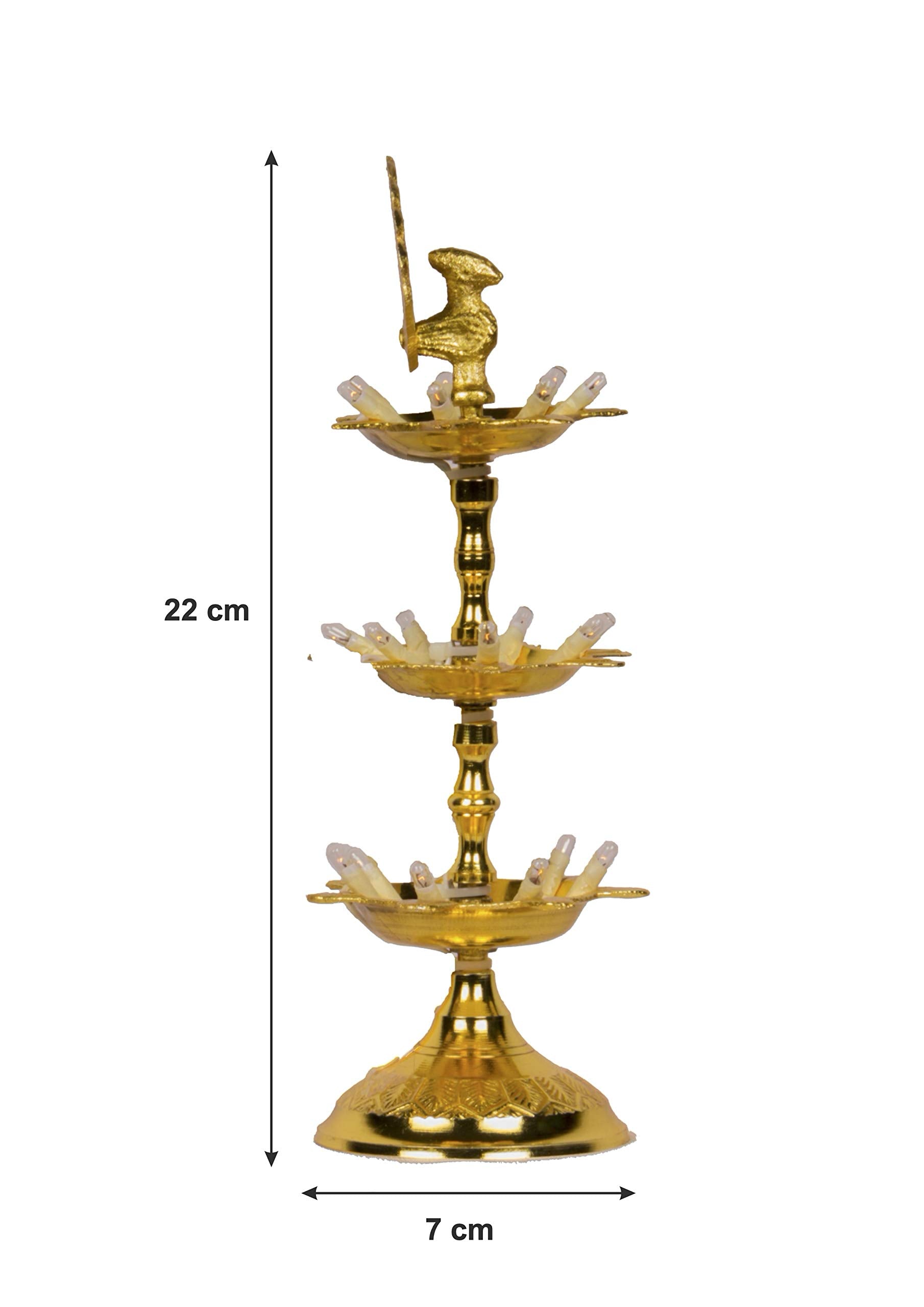 Modern Gift Centre Pure Brass 3 Step Electric Gold Bulb Lights Diya|Deep|Deepak for Pooja|Puja|Mandir| Diwali Festival Decoratio