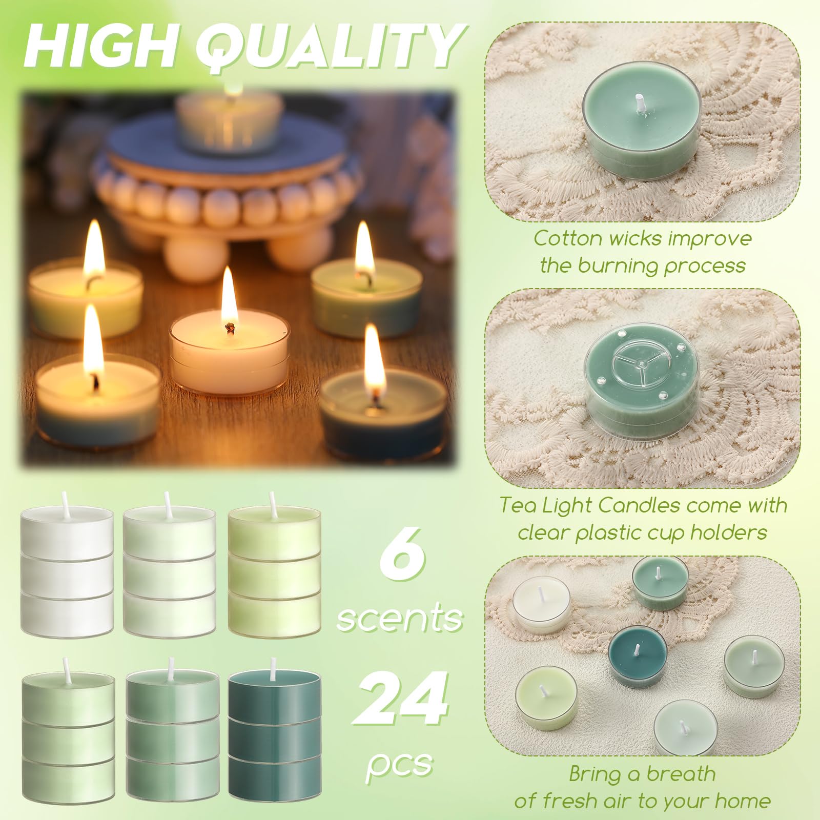 Conelist 24 Pack Colored Scented Tealight Candles Bulk Spring Small Fragrance Tea Lights in Clear Cups Colored Warmer Candles Ar