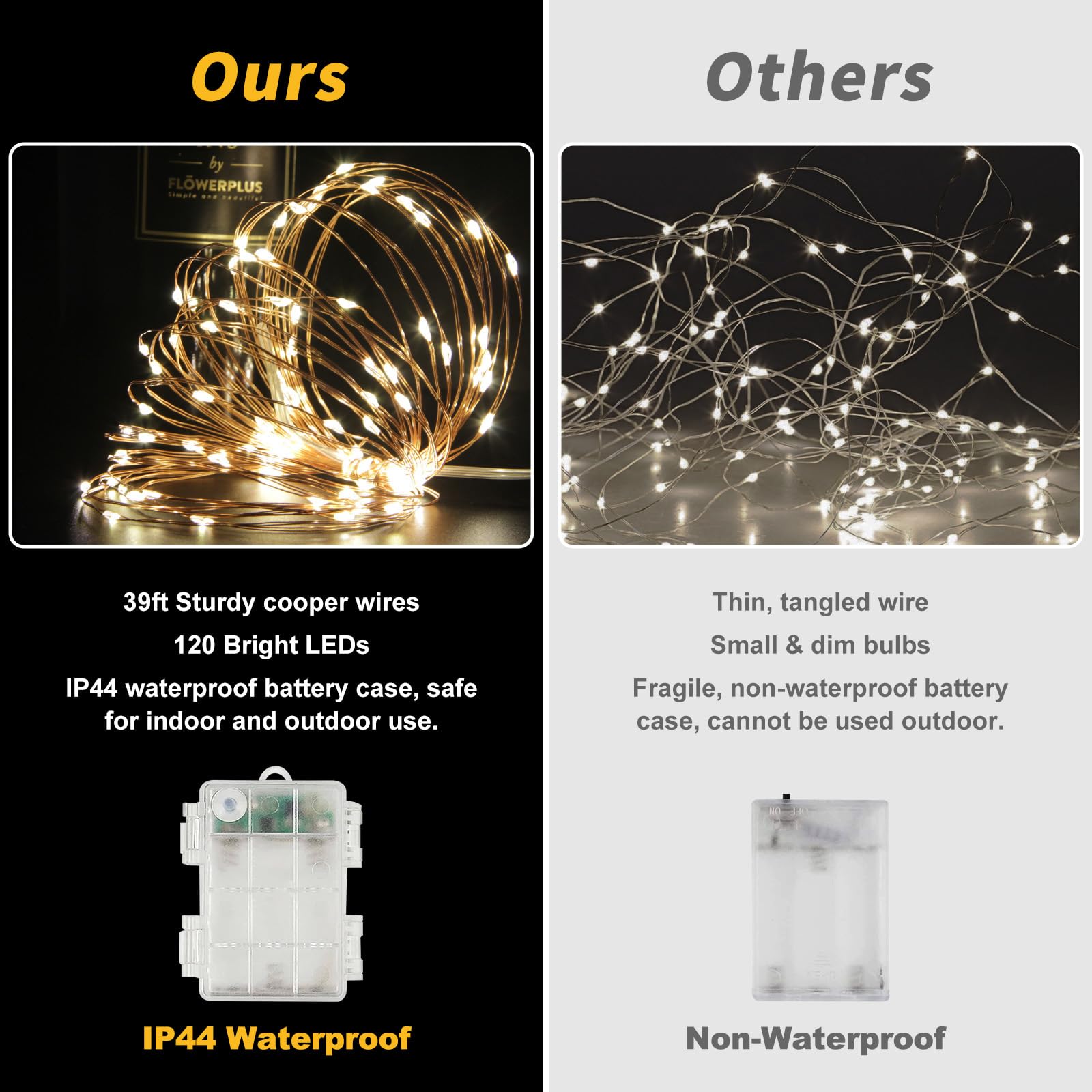 2Pack Battery Fairy Lights, Total 78Ft 240LED, Battery Operated Fairy Lights with Remote and Timer, RGB Color Changing String Li