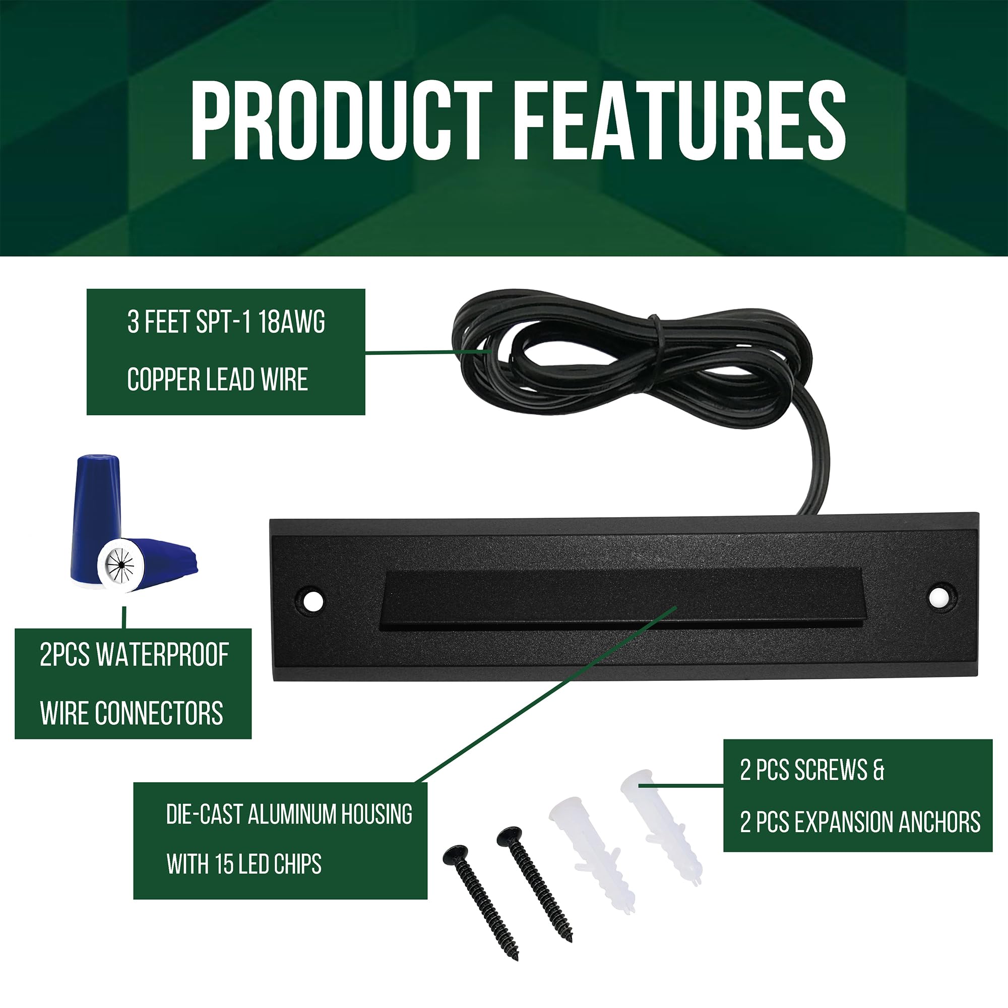 Gkoled 12 Pack Low Voltage Led Step Lights, 2W Waterproof Stair Riser Lighting, Black Aluminum