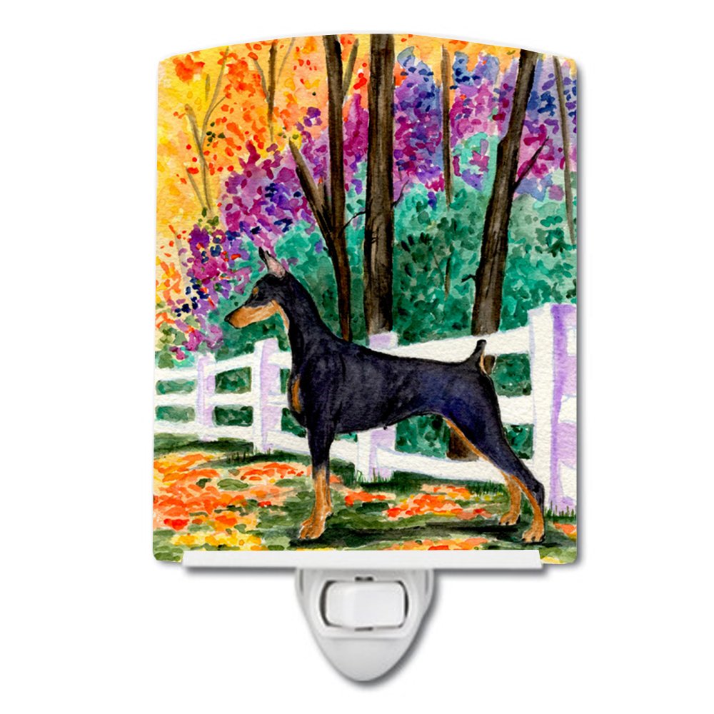 Caroline'S Treasures Ss8428Cnl Doberman Ceramic Night Light Compact, Ul-Certified, Ideal For Bedroom, Bathroom, Nursery, Hallway, Kitchen, 6X4X3, Multicolor
