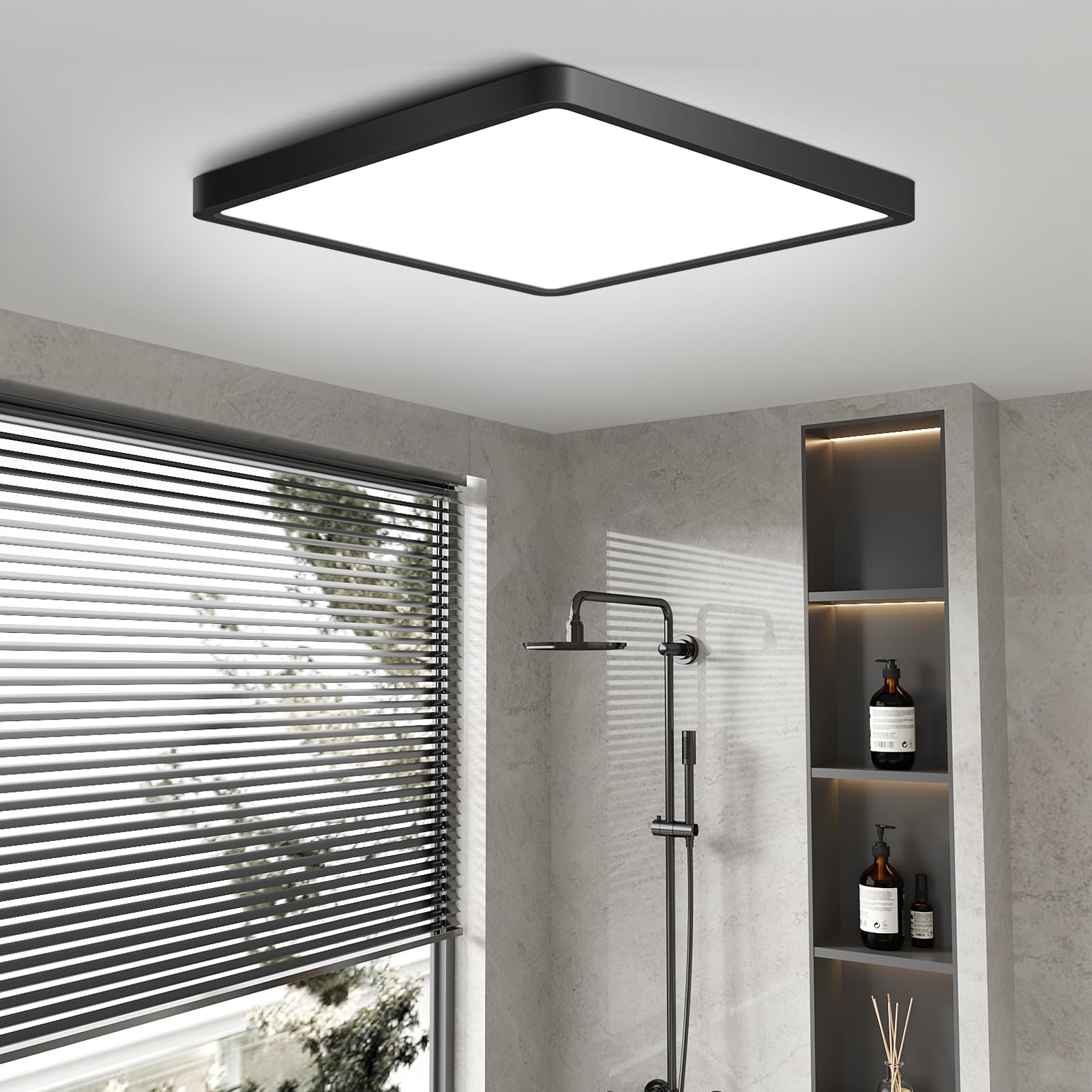 9Inch 18W Square LED Ceiling Light Fixtures Flush Mount  4000K Natural White Ceiling Lamp  Surface Mount Modern Ceiling Lights  Slim Flat Panel Lighting for Bedroom  Kitchen  Bathroom Etc.Black