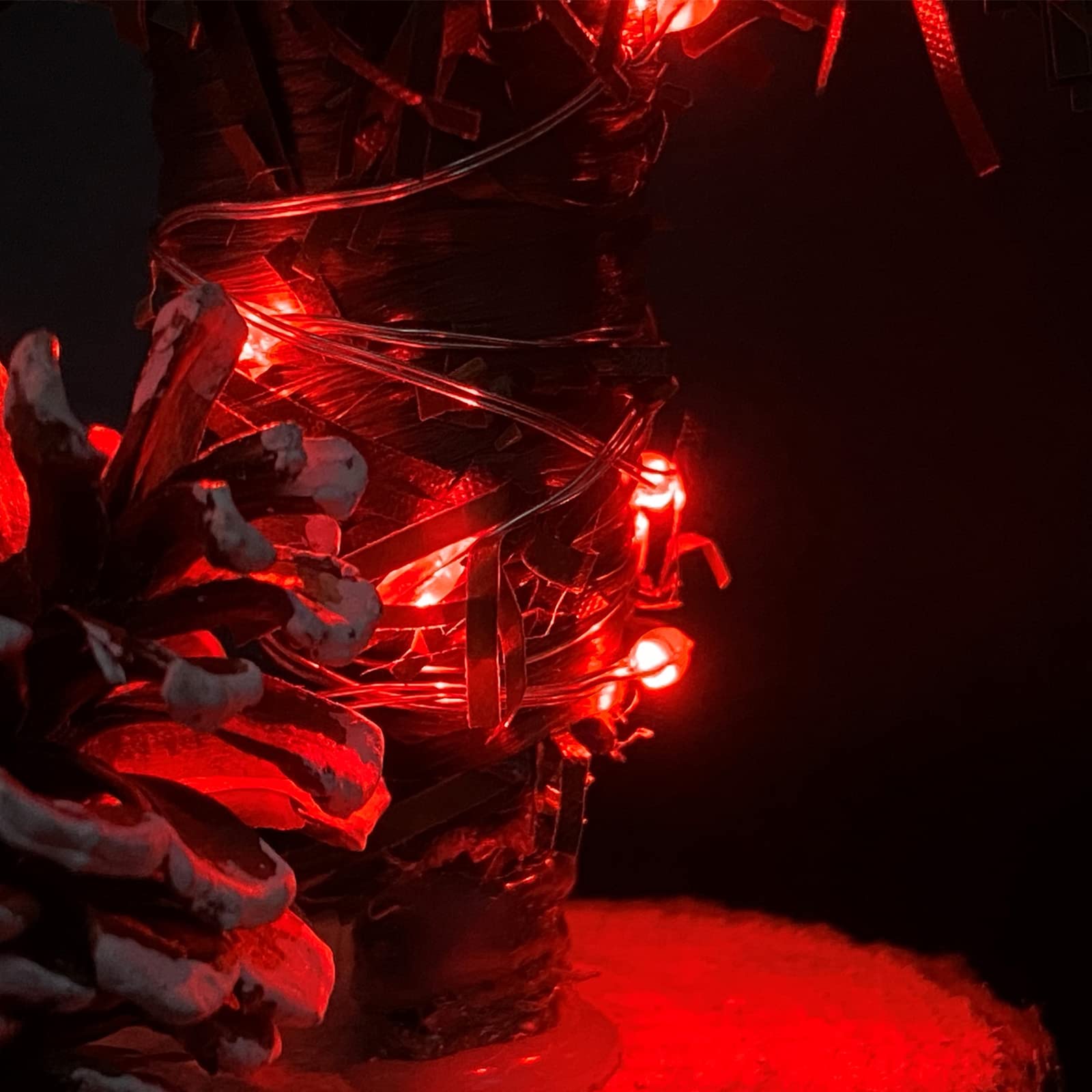 Yalilong With Timer Function Battery Operated Dewdrop Led Lights,Mini Fairy Lights For Home Parties Christmas/Halloween Holiday Decoration,6 Hours On/18 Hours Off,30 Leds,10 Feet (Red, 4)