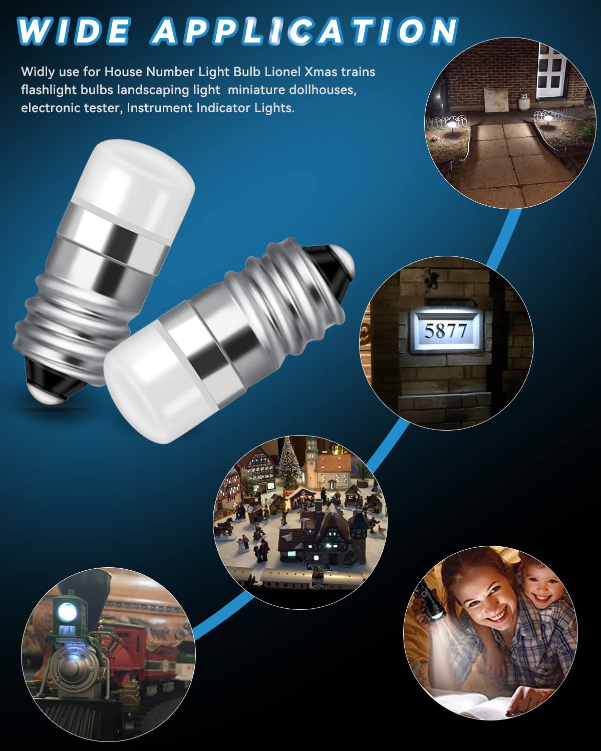 Keiurot E10 Led Bulb 10V-30V, White House Number Light, 2 Pack - Landscape & Flash