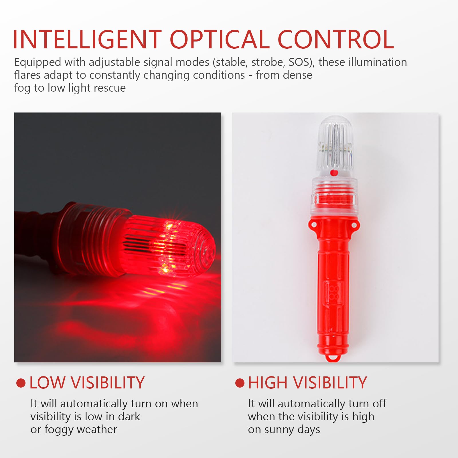 Marine Lighting Signal Flares, Boat Flares Waterproof Emergency Signals or Fishing Nets, Buoys & Boats (Red-3Pcs)
