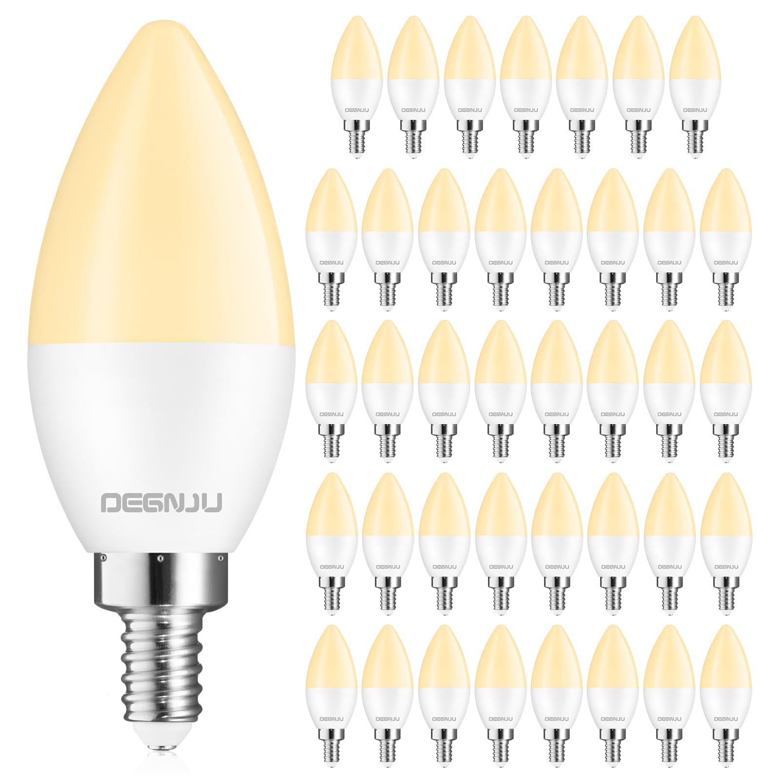 Degnju 40 Pack Led Candelabra Light Bulbs 60W Equivalent, Chandelier Light Bulbs Soft White 2700K, E12 Led Bulb, Type B Light Bu