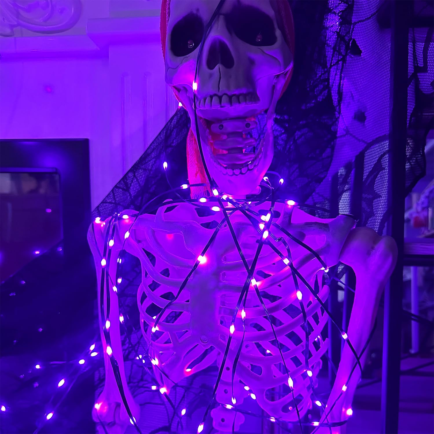 WATERGLIDE 328 FT Halloween Lights, 1000 LED Outdoor Fairy String Lights, PVC, Purple, Model HBB-1000COI, Waterproof, 8 Modes