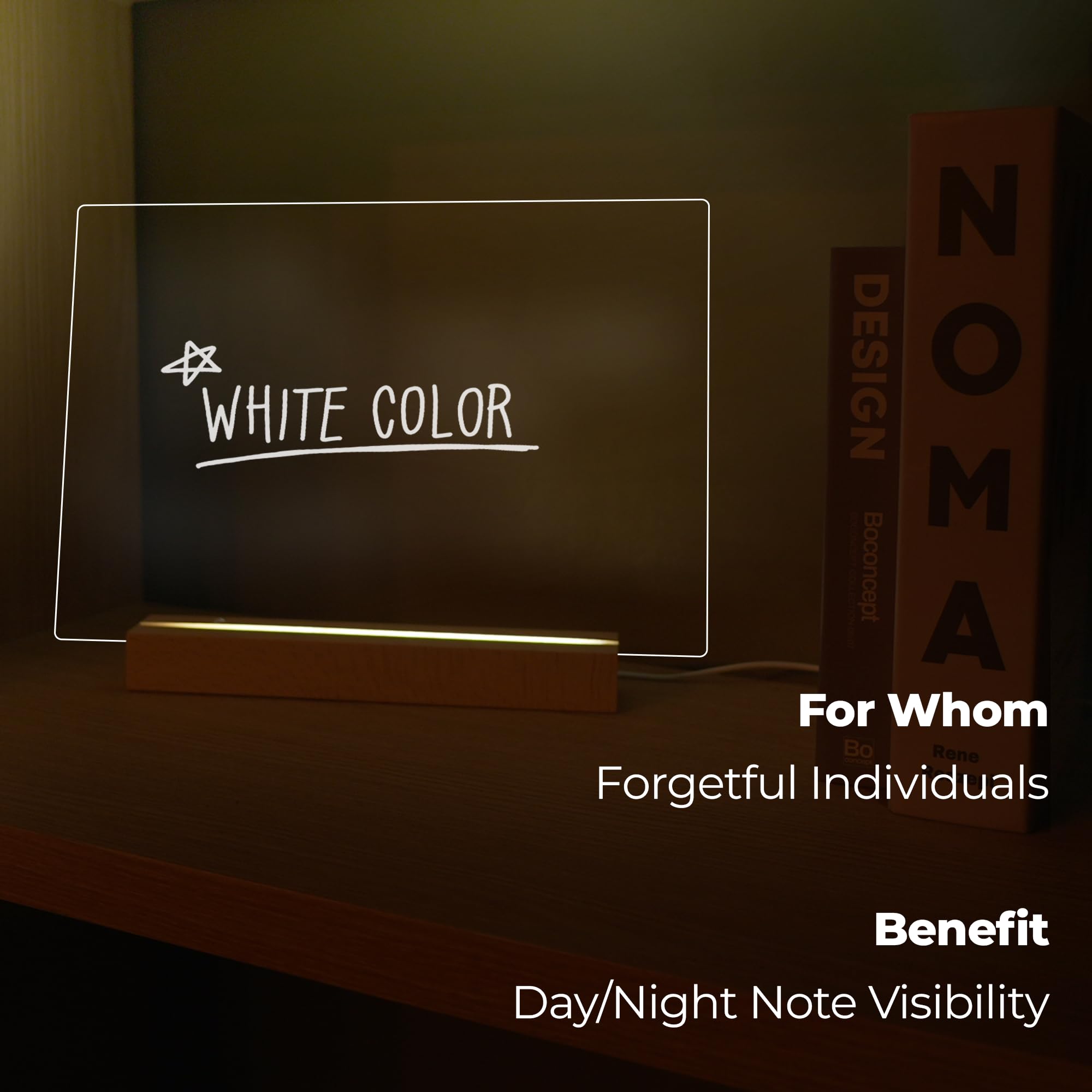 Memelight Acrylic Dry Erase Board With Light 13 X 9 - Led Memo Display And Notepad Lamp For Clear Reminders - Acrylic Lamp - Durable Acrylic Night Light - Unique Acrylic Stand