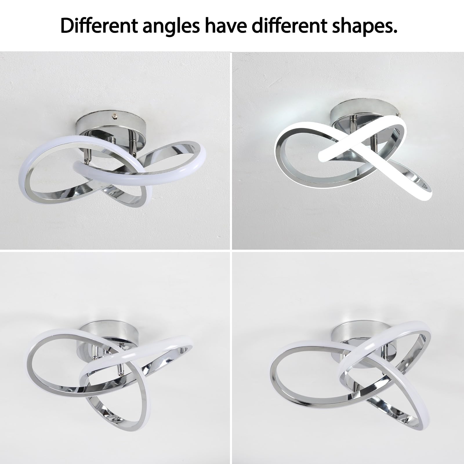 Caneoe Modern Led Ceiling Light Fixture, Acrylic, Chrome, 6000K, Flower Design, Ideal For Bedroom, Bathroom, Kitchen, And Hallway