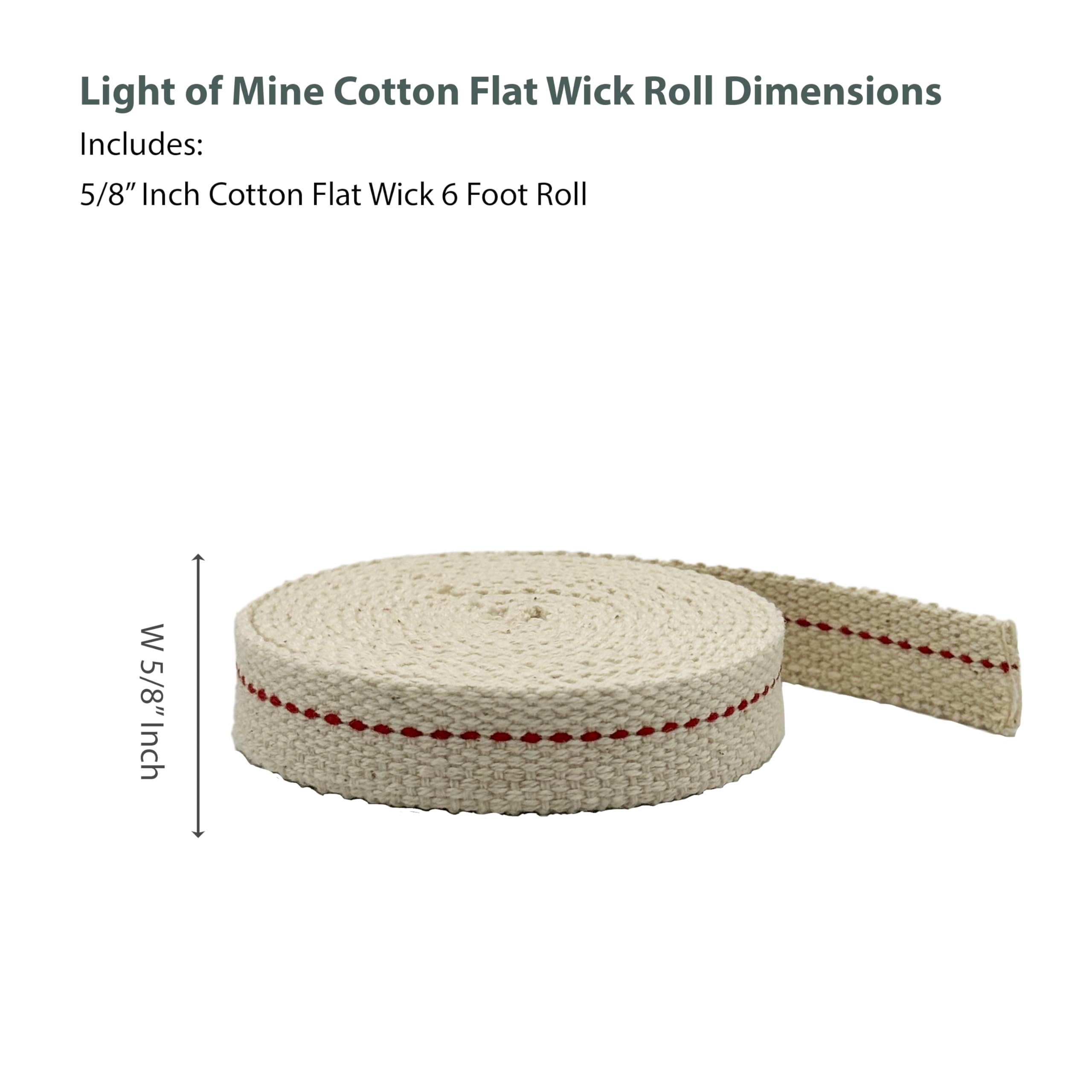 LIGHT OF MINE 100% Cotton Flat Wick Roll for Lanterns, 5/8in x 6ft, Model AX-AY-ABHI-102135