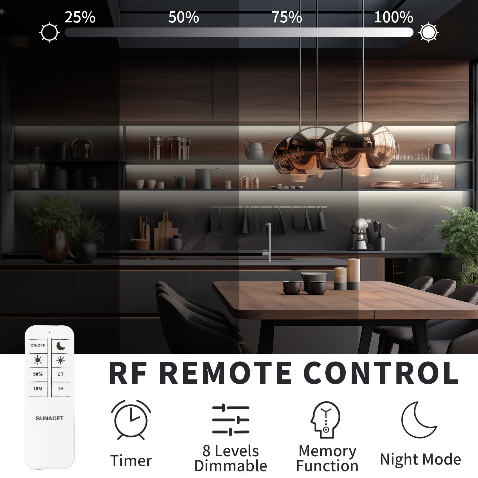 Bunacet Outdoor Led Strip Lights Warm White, Neon Rope Lights 3000K Ip65 Waterproof 24V Dc With Rf Remote, Neon Light Strip Dimm