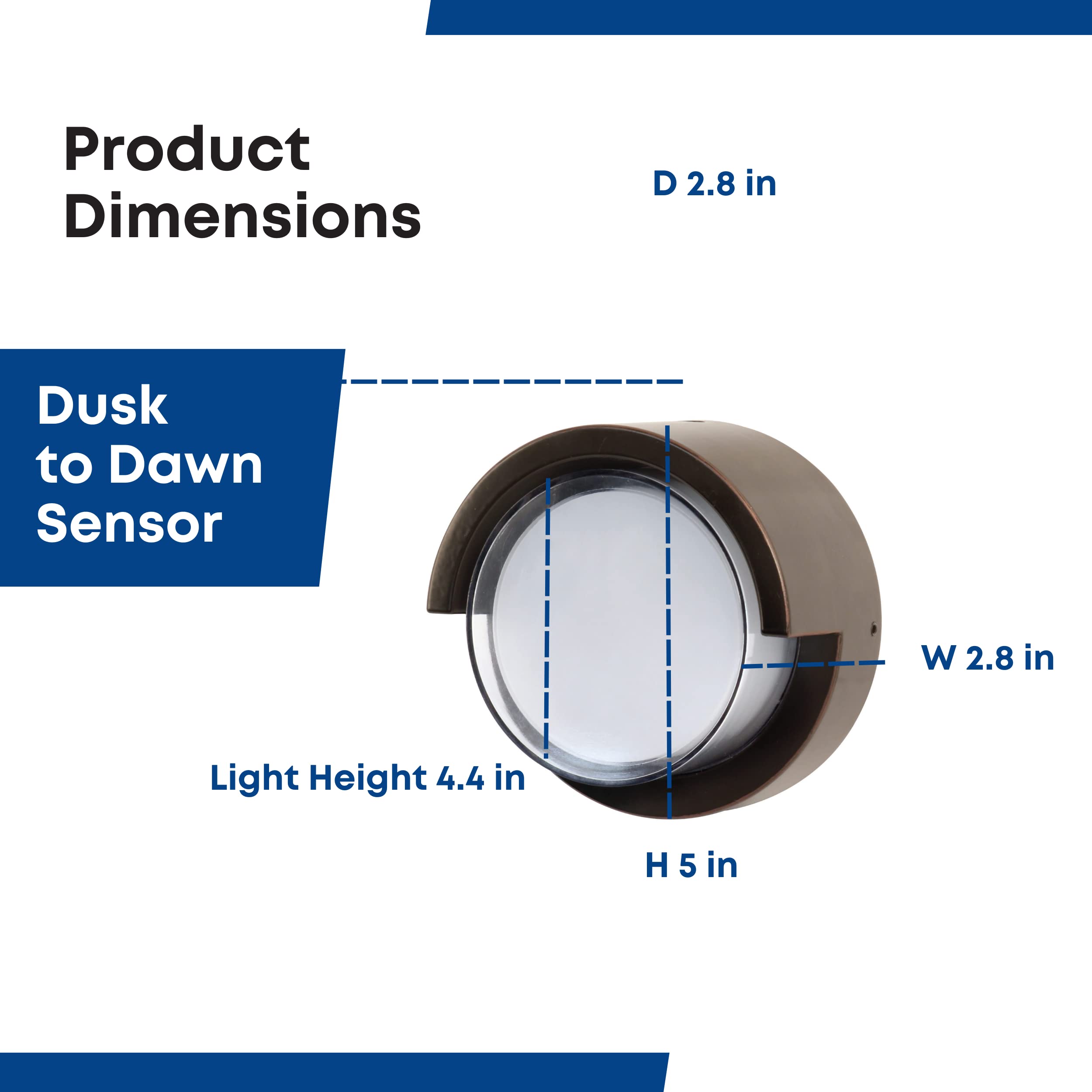 Feit Electric Dusk to Dawn Outdoor Wall Sconce, 8W, Integrated LEDs, Round, Bronze, Model S5RWM/850/DD/BZ