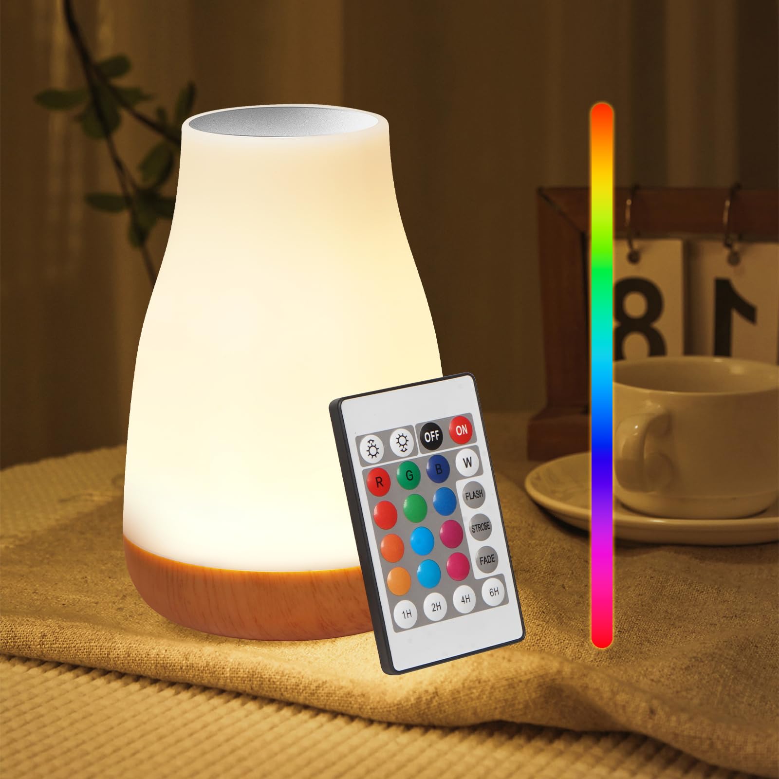 LHYueTong Night Light,13 RGB Colors & 5 Brightness, USB Rechargeable Desk Lamp, Remote Control Dimmable Night Light with RGB Col