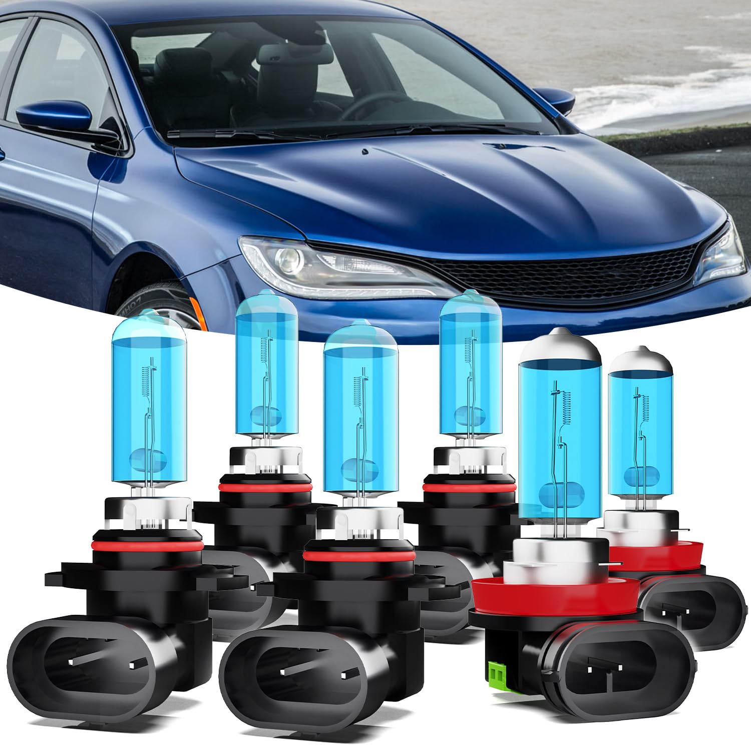 TTDBDAN Headlights Fit For Chrysler 200 2016-2017 Halogen Headlight Bulbs,9005/HB3/H10 High Beam+ 9005/HB3/H10 Low Beam+ h11 Fog