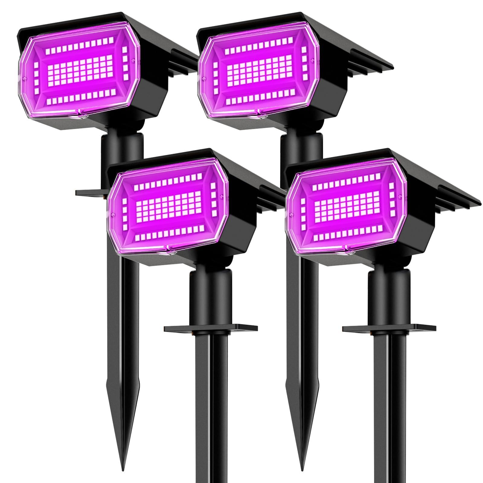 nipify Solar Spot Lights - Waterproof Landscape Lighting, 4 Pack, Purple, Model 8c5b2884-27dd-4e42-8499-f827003565f6
