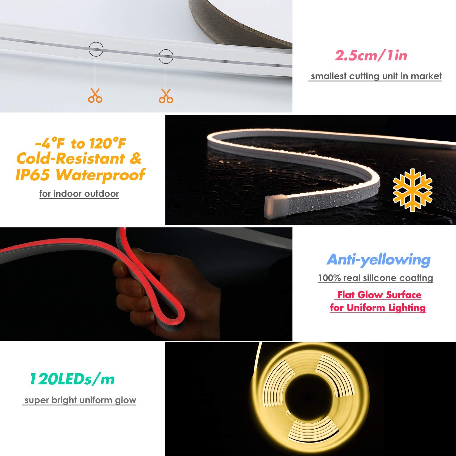 Shine Decor LED Neon Rope Lights 12V RGB Color Changing 16.4FT Flexible Silicone Strip Lighting MS-RGBNEON-5M