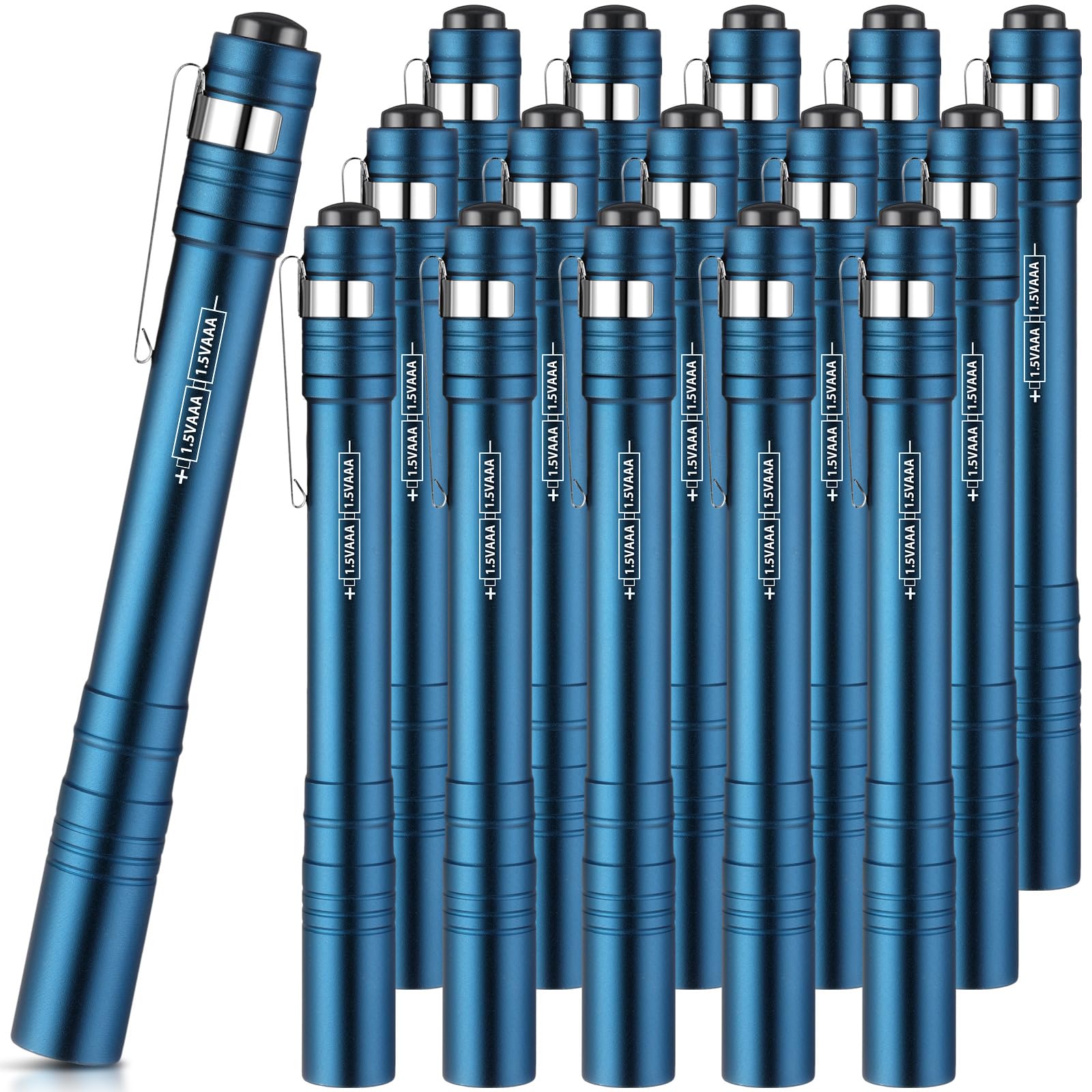 Rossesay 15 Pack Mini Pen Flashlights Bulk LED Pen Lights Aluminum Pocket Flashlights with Clips Small Handheld Torches Gifts fo