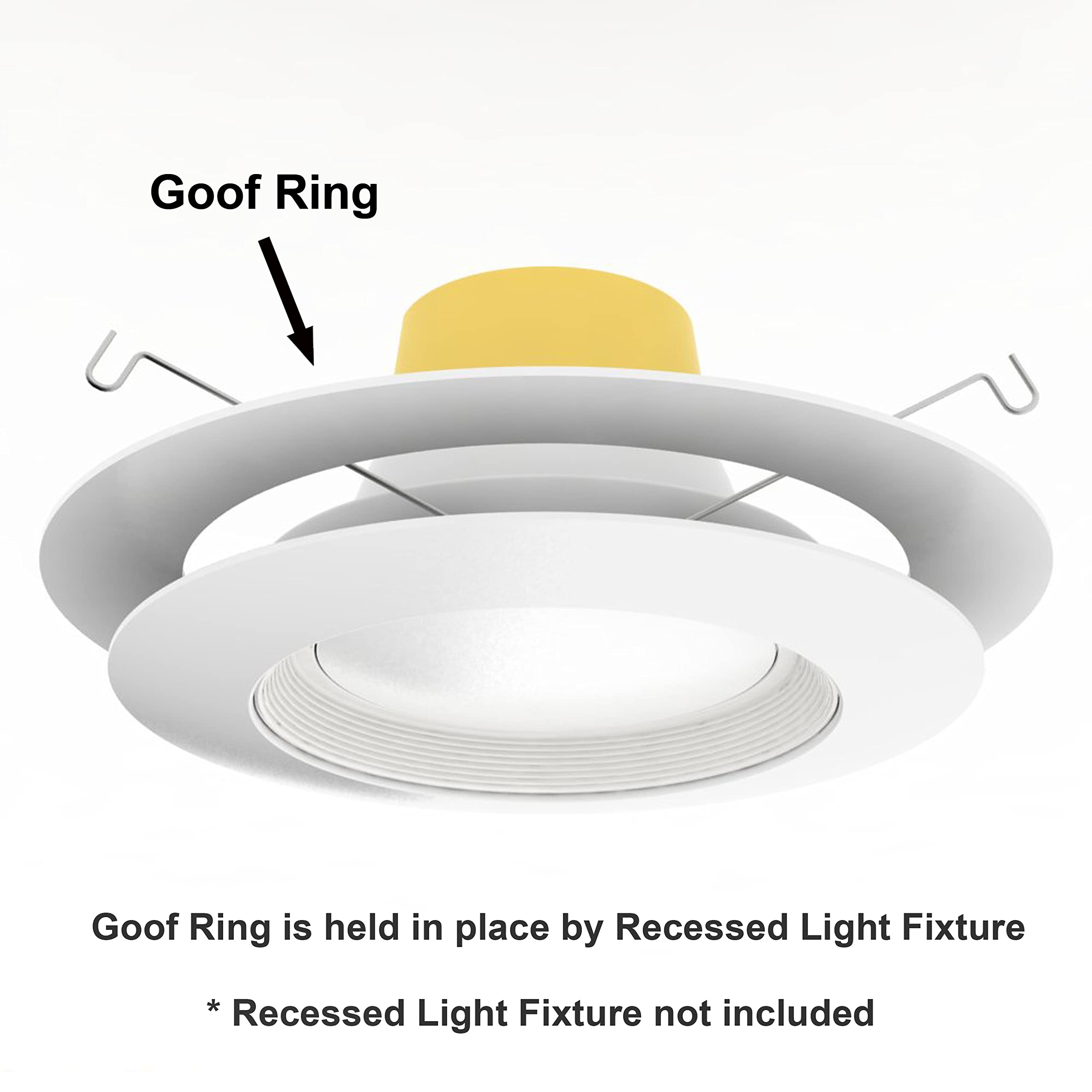 Lighting Labs 12 Pack Gloss White Goof Trim Ring for 6 Inch Recessed Can Lighting, Outer Diameter 8", Inner Diameter 5.8", Plastic