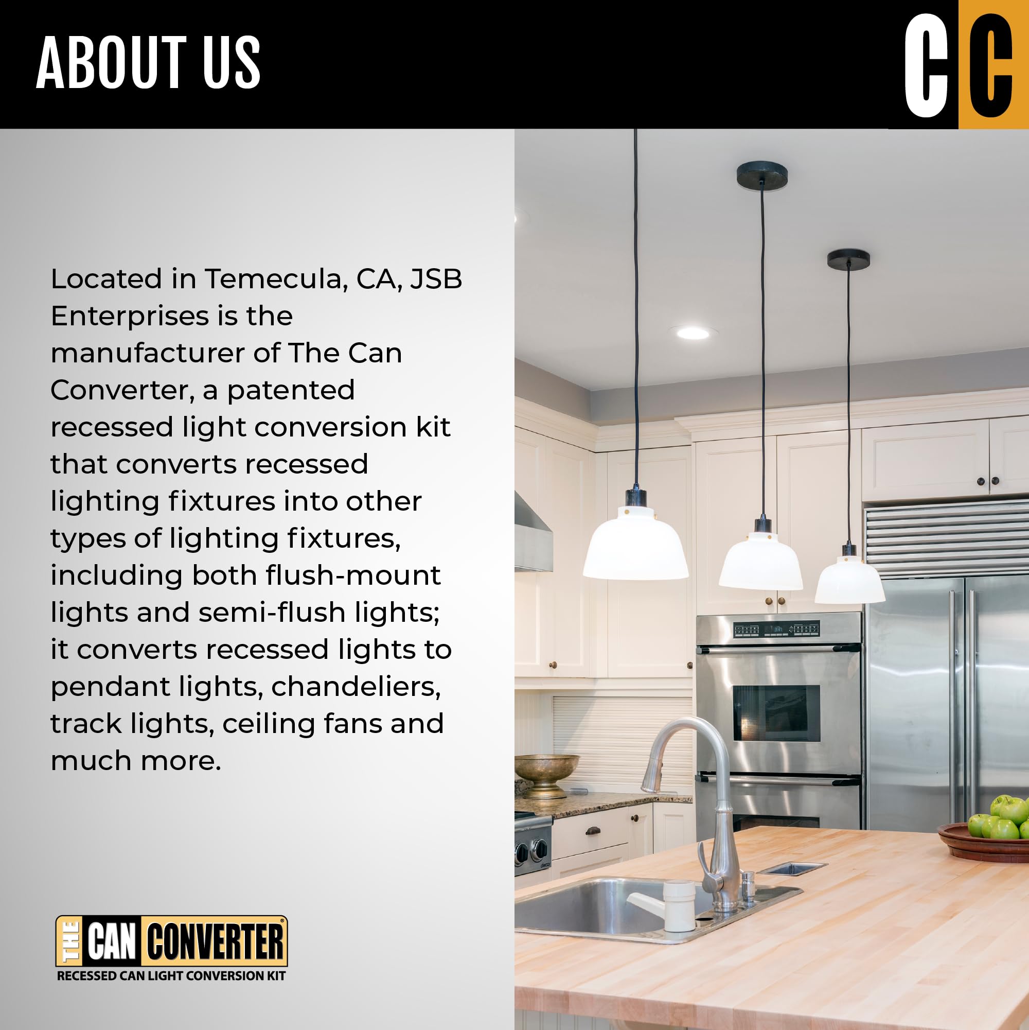 The Can Converter - R4, 4&quot; Recessed Can Light Conversion Kit, Up To 50Lbs Ceiling Light Fixture, Recessed Lighting, Pendant Light, Hanging Light, Chandeliers, Flush Mounts, & Overall Home Improvement