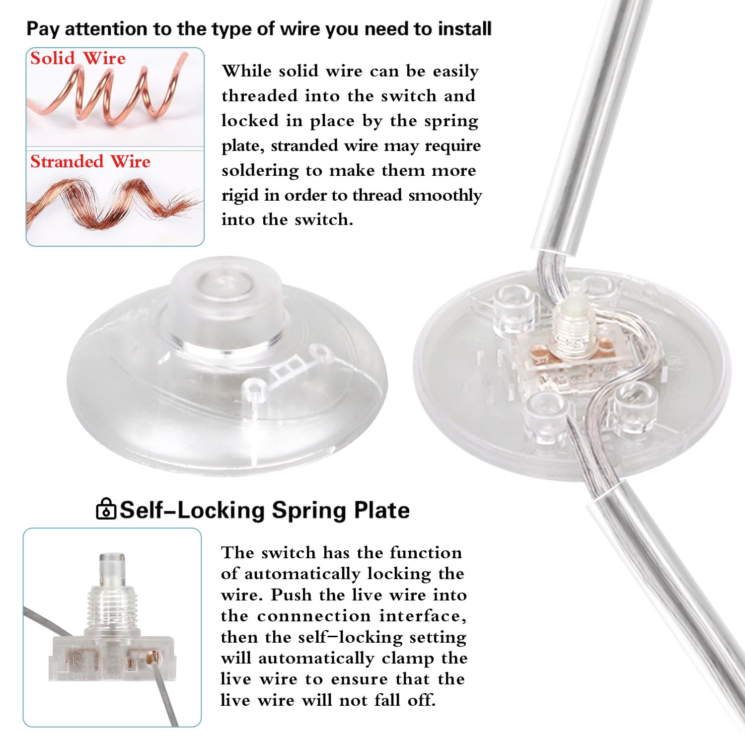 Helunsi 3Pcs Floor Lamp Foot Switch, Clear Foot Pedal Switch, Round Floor Lamps Foot Inline Switch, Step On Off Spring Push Butt