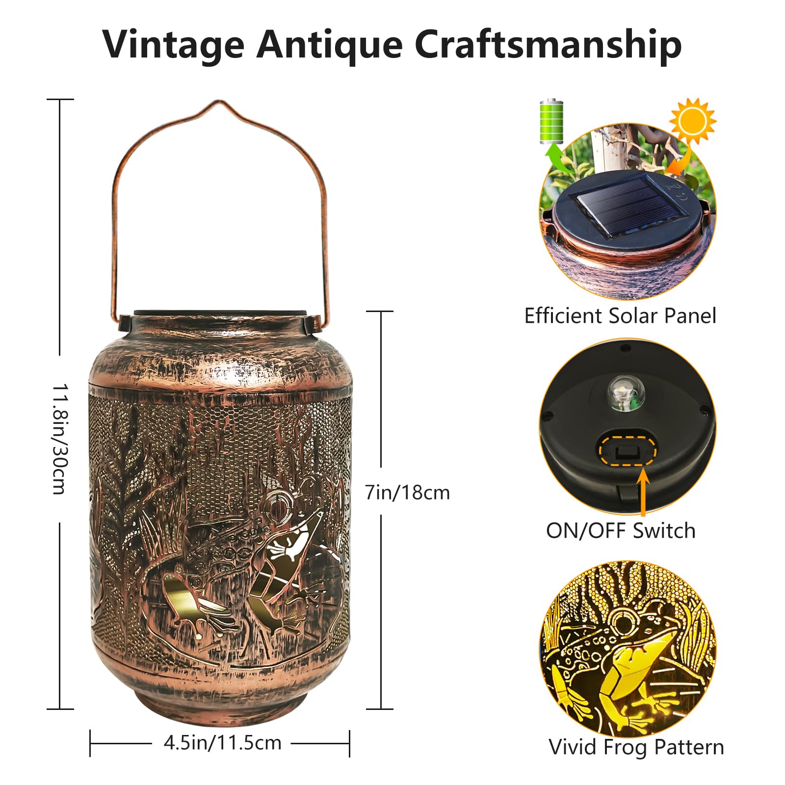 Humiieye Solar Lantern Outdoor Frog Garden Decor  Ip65 Waterproof Hanging Solar Powered Lights Birthdays Gifts For Women Mom  Metal Decorative Light For Patio Yard Lawn Porch Backyard Christmas