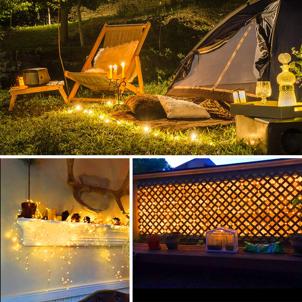 Moobibear LED String Lights, 99ft 300 LEDs, Dimmable Copper Fairy Lights with Remote, Warm White for Outdoor Garden Party Decor