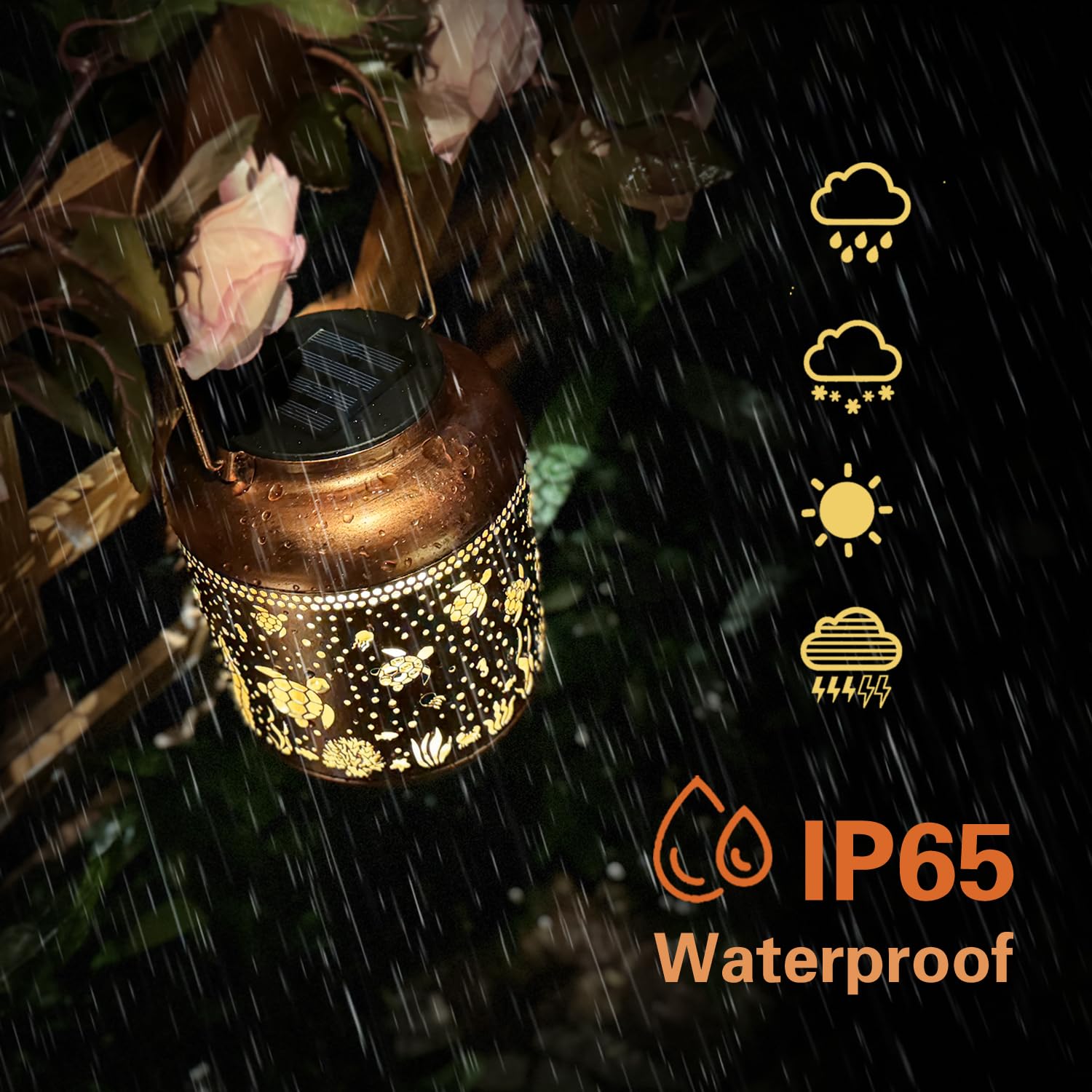 TIGGSY 2 Pack Sea Turtle Solar Lanterns - Waterproof Metal LED Lights for Outdoor Garden Decor, Brown, Model HW-DL-016-2Pack