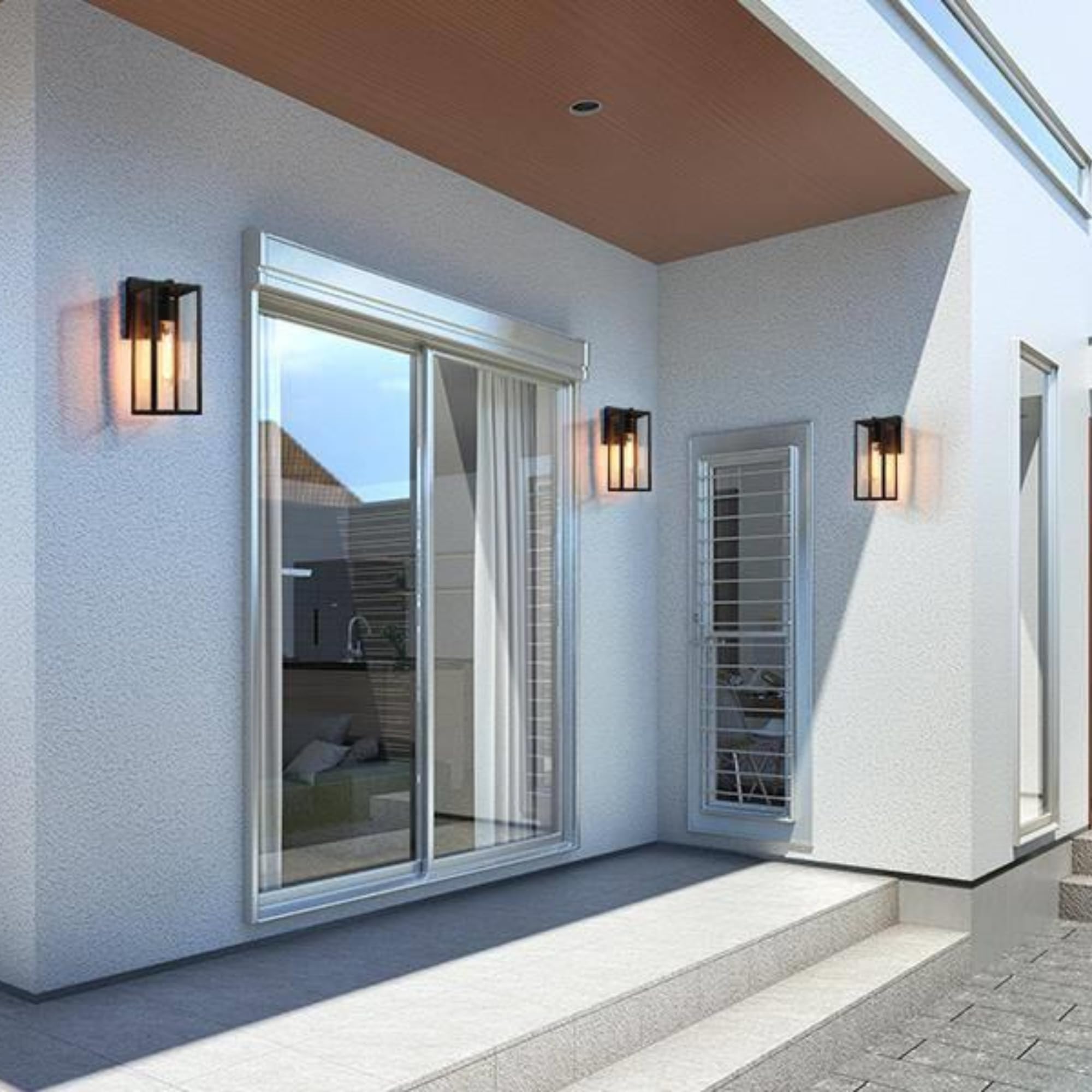 Classy Leaves Black Outdoor Wall Sconce, Rectangular Waterproof Light Fixture For Porch & Garage