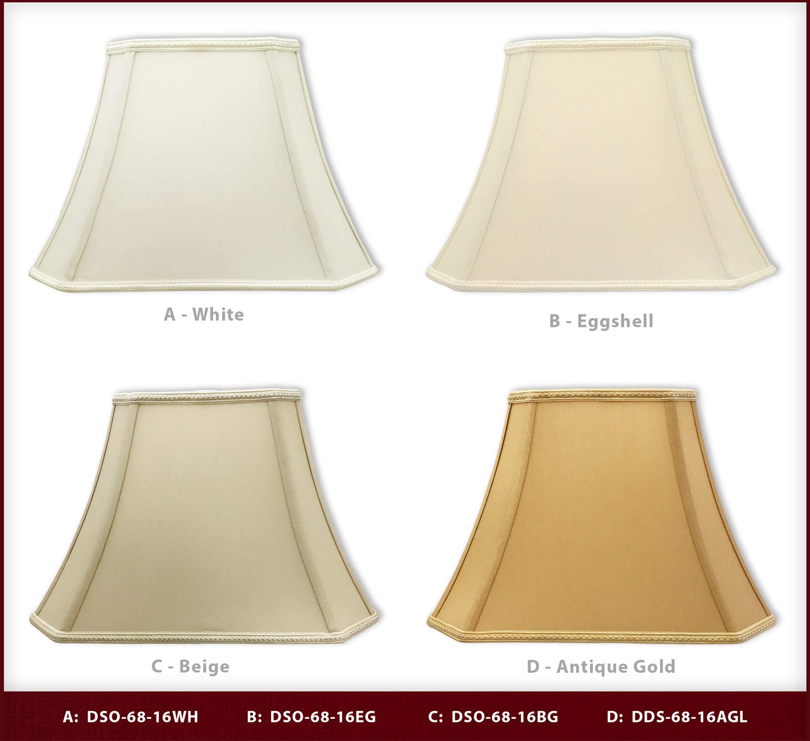Royal Designs, Inc. Designer Bell Shade, Faux Silk, Spider Fitter, 8 x 14 x 10.6, Eggshell, Model DSO-68-14EG