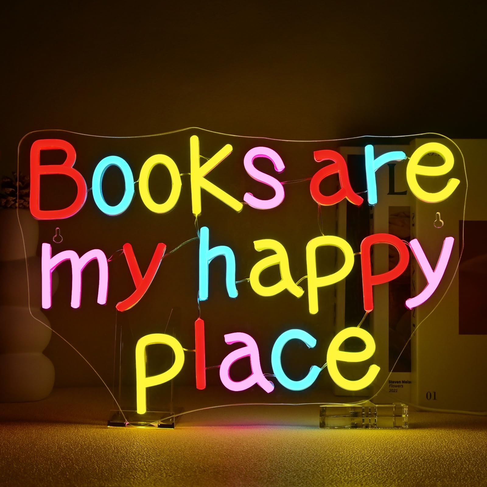 FAXFSIGN Neon Sign - Read More Books - Colorful Rainbow - 16.5 x 12.5 inches - Kids Gifts, Library, Classroom, Bookstore Decor