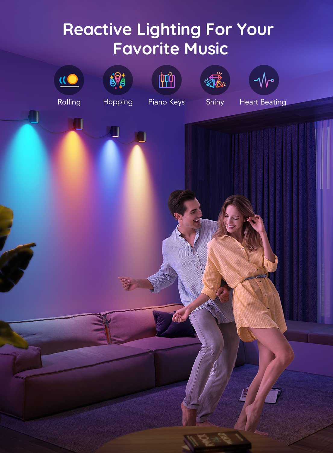 Govee RGBICWW Smart Wall Sconces, Music Sync Home Decor WiFi Wall Lights Work with Alexa, Multicolor Wall Led Light for Party an