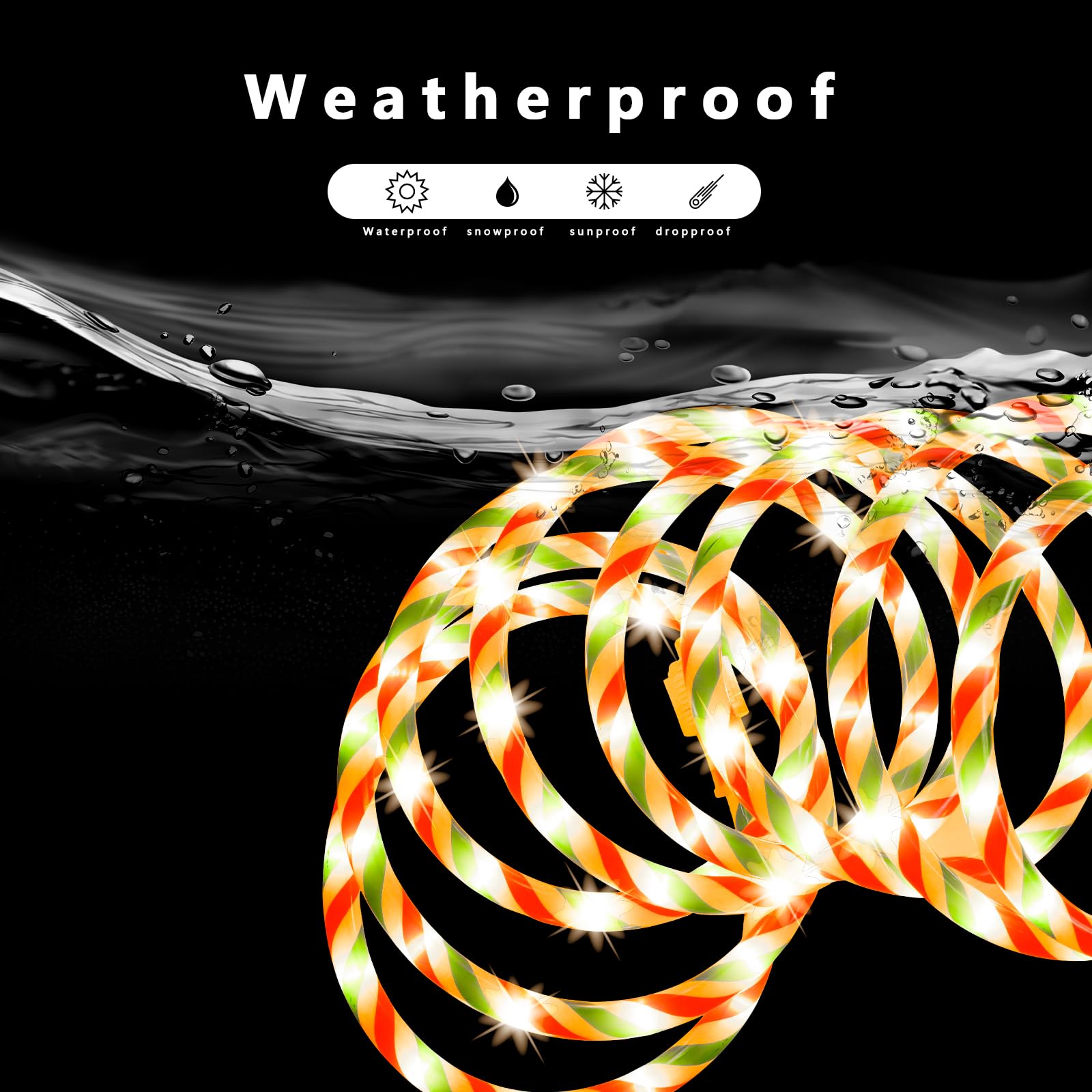 Afirst Christmas Rope Lights Christmas Tree Lights 18Ft Candy Lights Ip65 Waterproof Connectable Tube Lights For Holiday Decoration