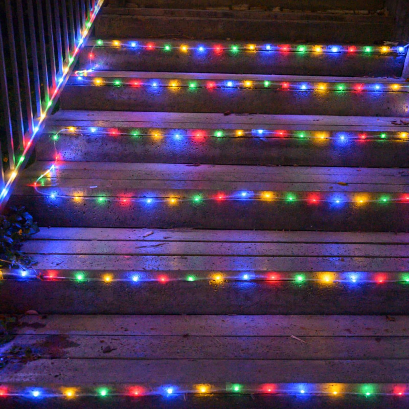 Ijg Christmas 2 Pack Solar Rope Lights Outdoor Waterproof,Each 33Ft 100 Led 8 Modes And Timer Clear Tube String Lights For Outside(Multicolor)