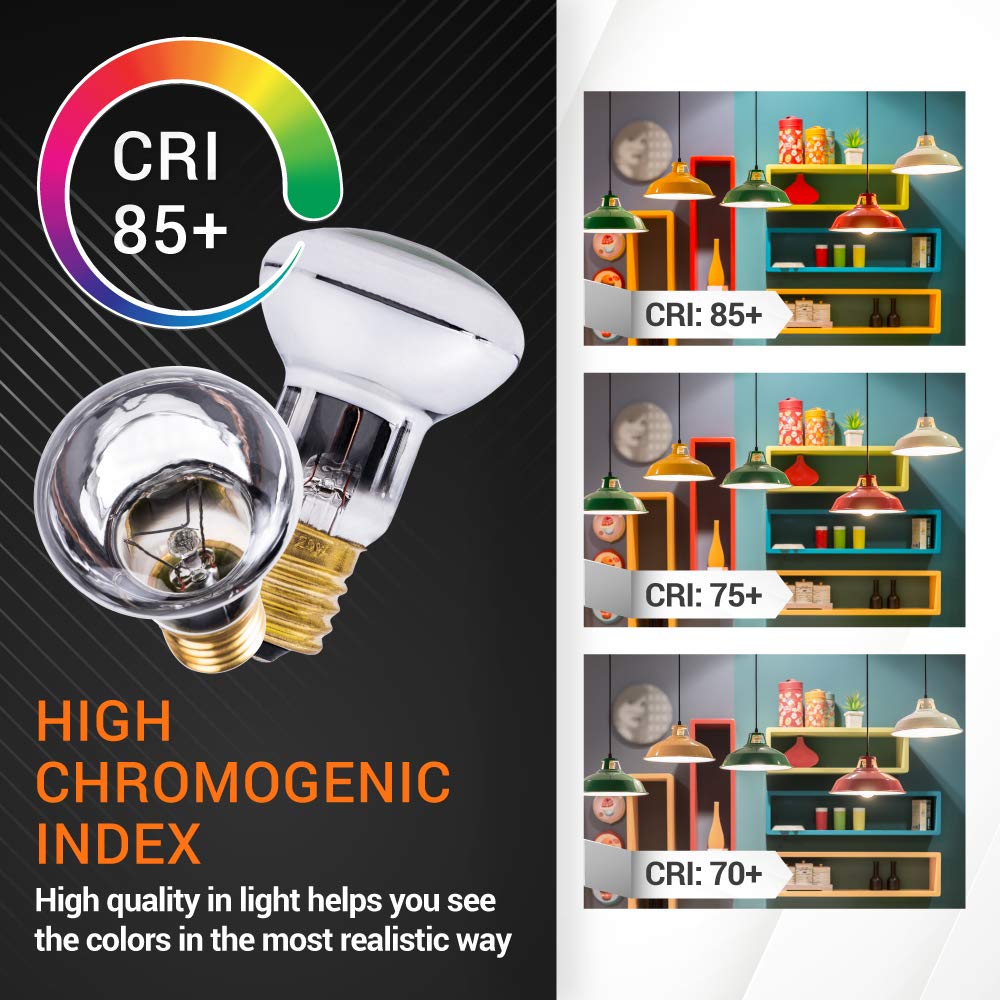 BlueStars R39 E17 25W Lava Lamp Bulbs - 4 Packs, 2700K Warm White, Dimmable, Silver Reflector Type