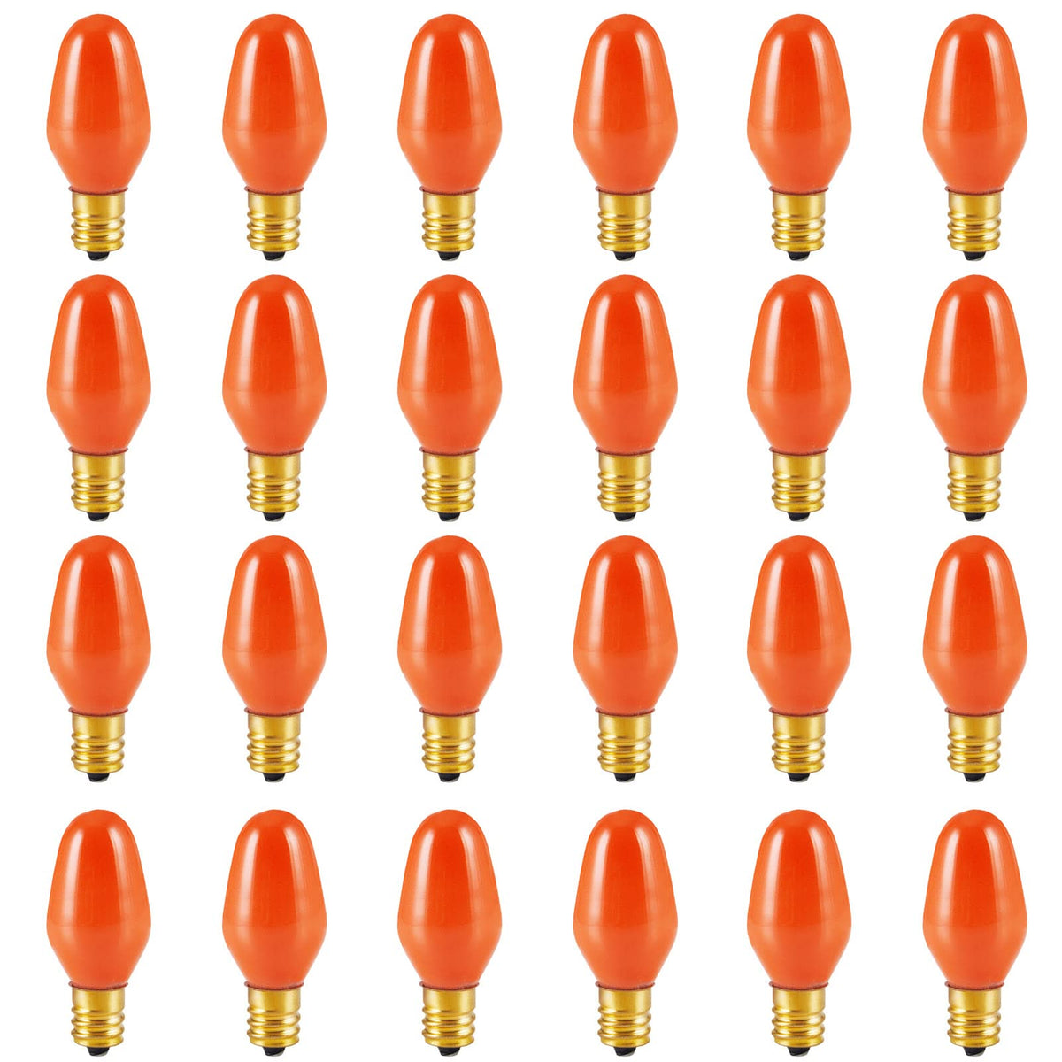 LinMiFo 24 Pack C7 Orange Light Bulbs, 7 Watt Night Light Bulbs Colored, Dimmable, E12 Candelabra Base C7 Orange Christmas Light