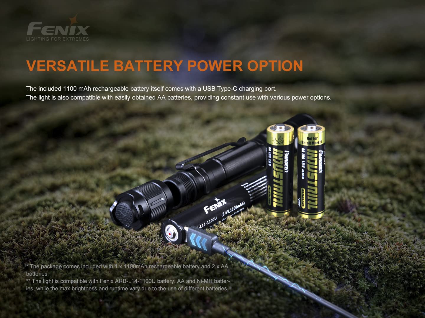 Fenix LD22 v2.0 AA Flashlight, 800 Lumen, Rechargeable, Black, Aluminum
