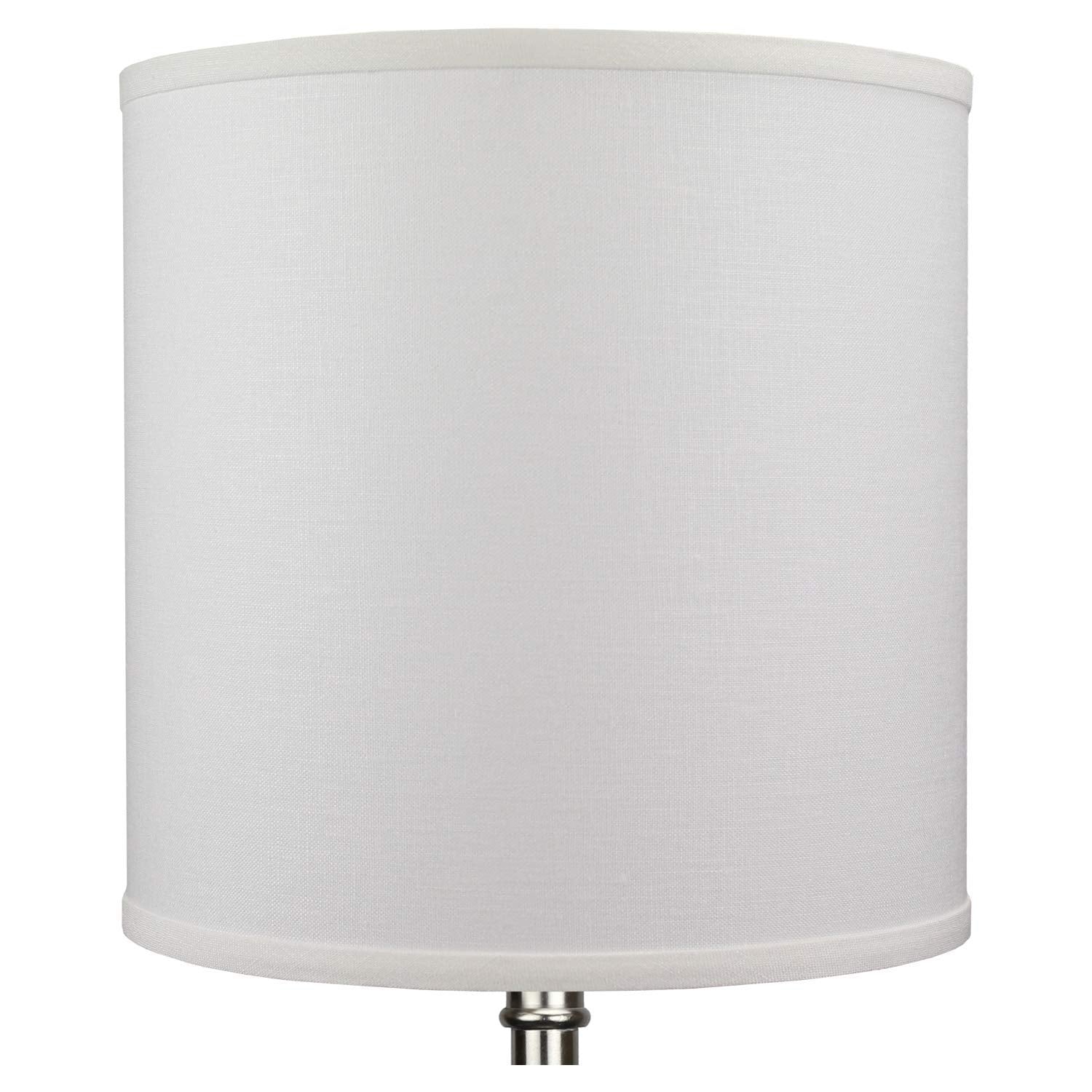FenchelShades.com Cylinder Drum Lampshade, 12in Top & Bottom Diameter, 12in Height, Fabric, Designer Off White, Model 12-12-12-W-DL-O