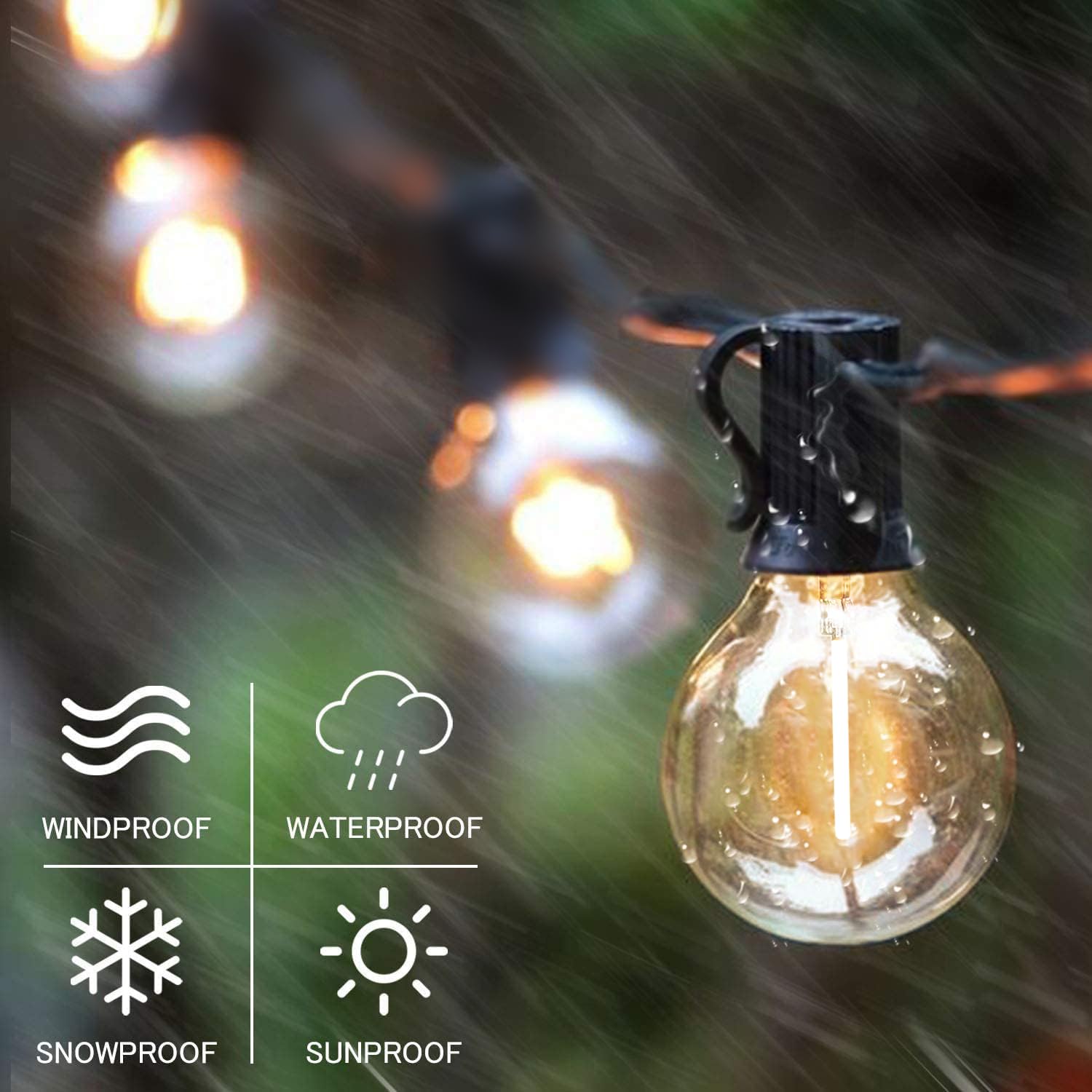 Sunthin Outdoor String Lights, 144Ft(3X48Ft) Patio Lights With G40 Shatterproof Led Bulbs, Hanging Lights String For Outside Bac