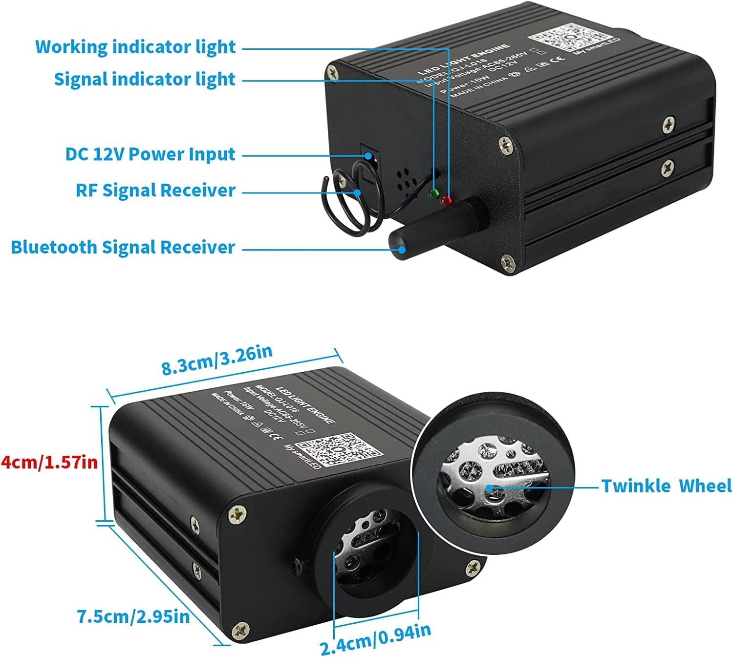 Amki Upgraded 16W Starlight Headliner Kit Twinkle+Sound Activated 550Pcs 0.03In 13.1Ft Cable Sound Activated App/Bluetooth Remote Control Fiber Optic Light For Car Roof Home Ceiling