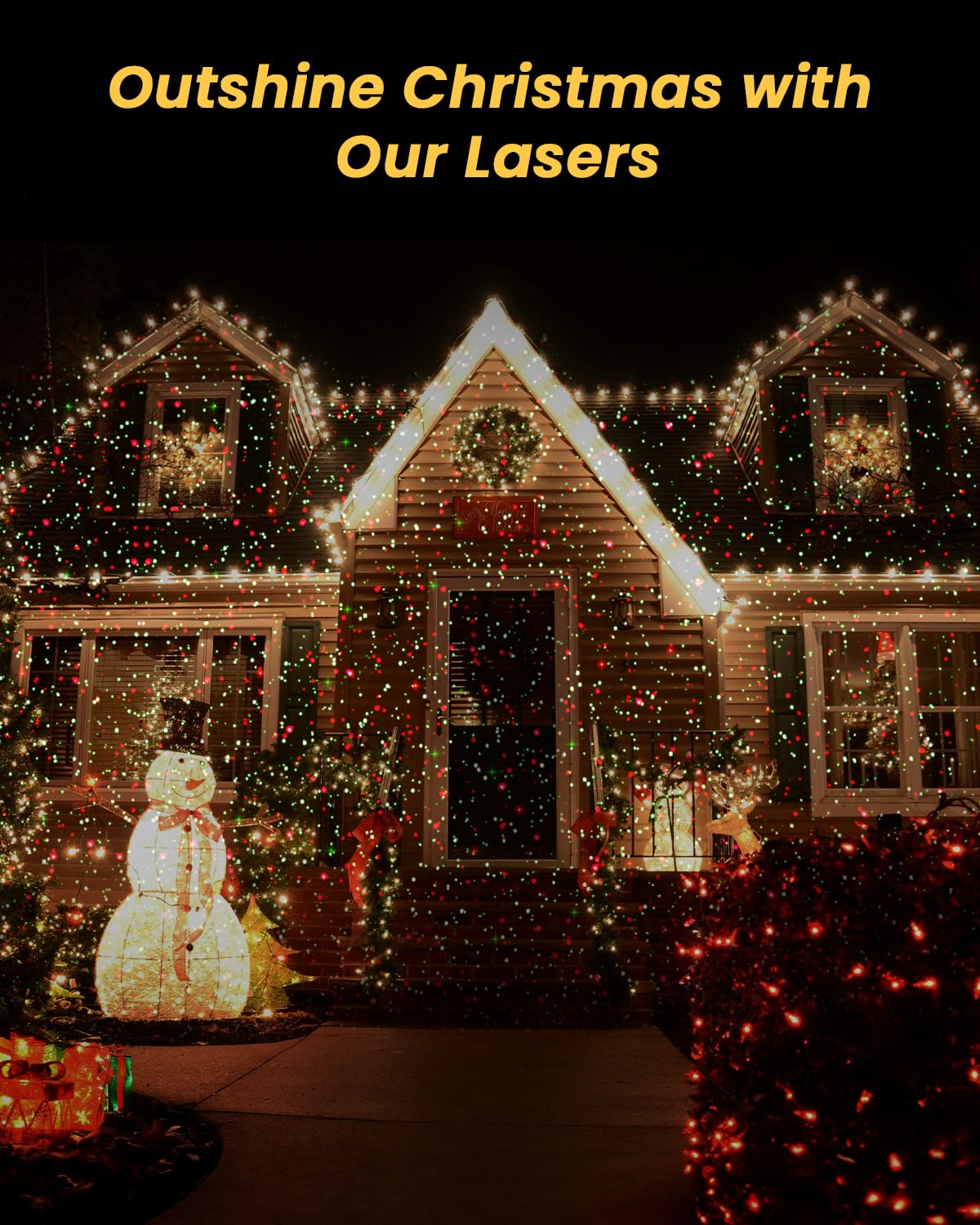 Enjoyedled Christmas Projector Lights - Red & Green Galaxy Laser, IP65 Waterproof, Remote Control - Model LPS-GD-03RG