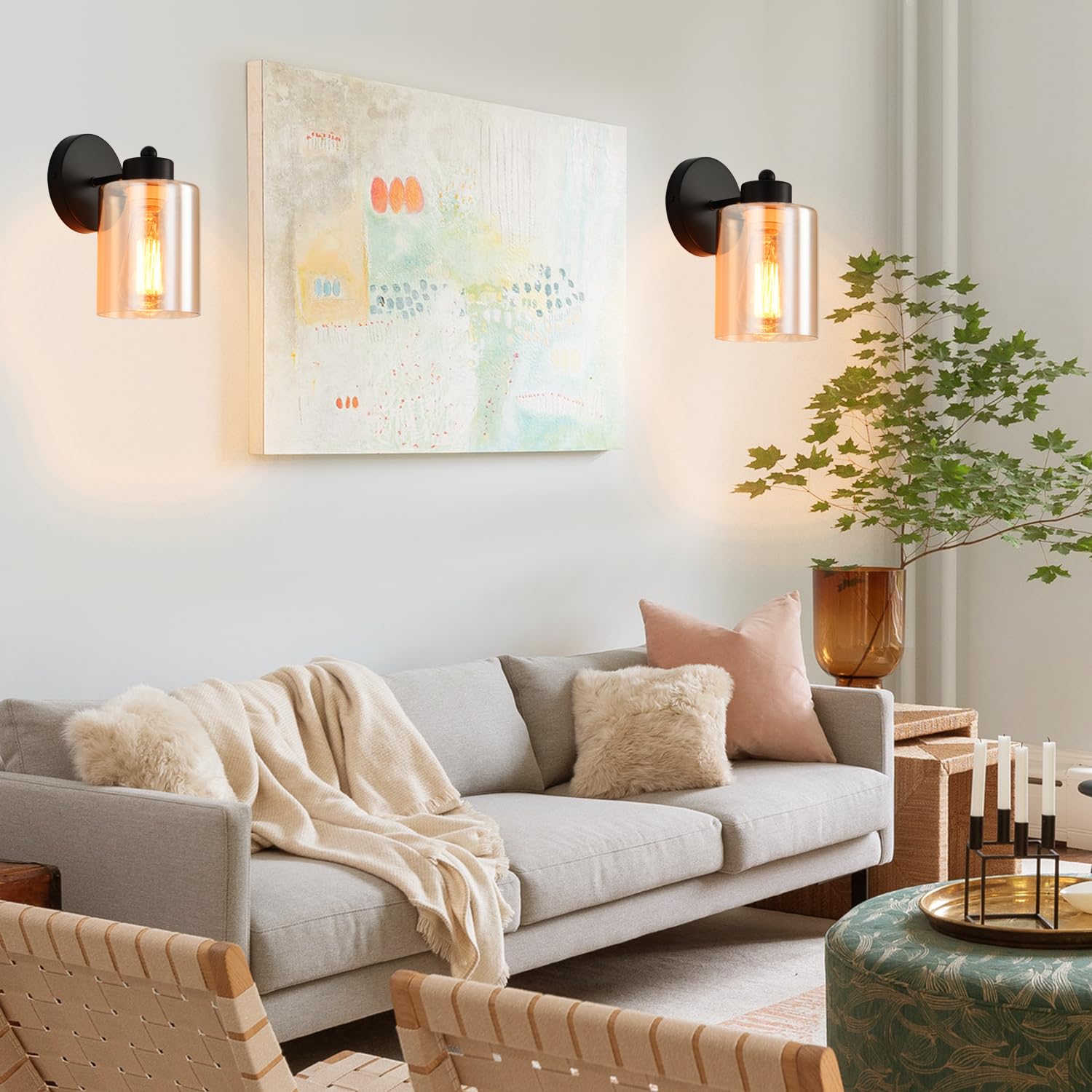 Kenmi Metal Sconces Wall Lighting With Clear Glass Shade,Bathroom Black Vanity Light Matte Black Wall Sconce, Matte Black Vanity