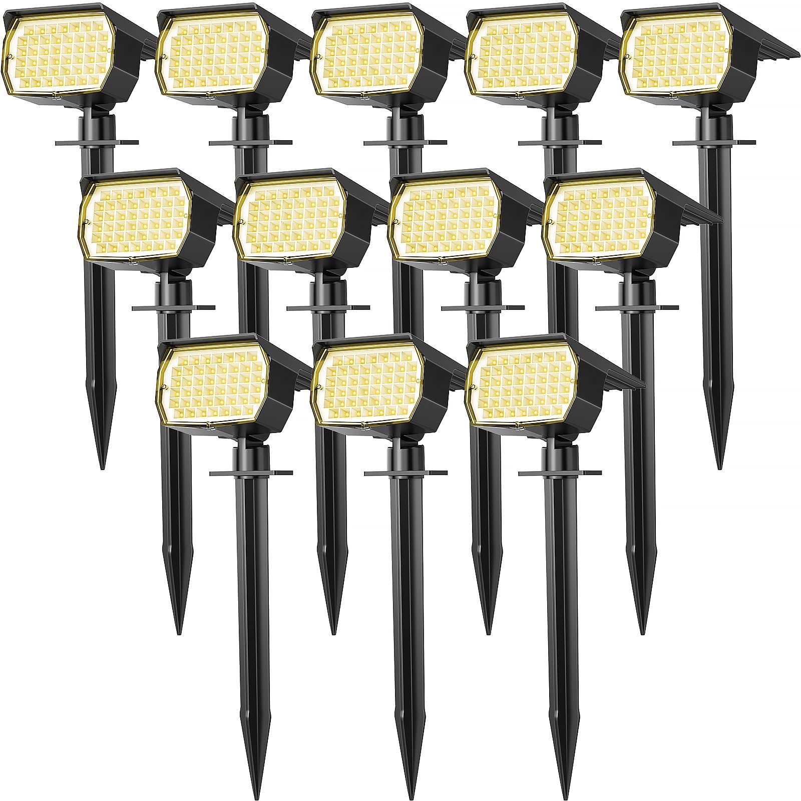 WENATY Solar Spot Lights 12 Pack, IP65 Waterproof, 46 LEDs, 3 Modes, Warm White, Model CPD-22
