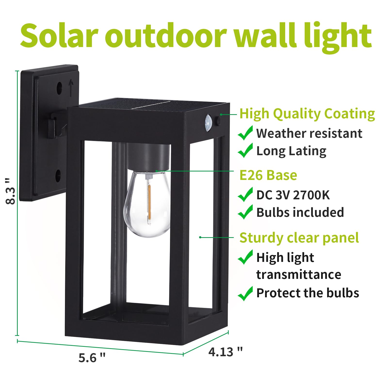 MDENLT Solar Porch Lights 2 Pack - Black, Motion Sensor, 3 Lighting Modes, Dusk to Dawn, Wall Mount Exterior Lanterns for House & Patio