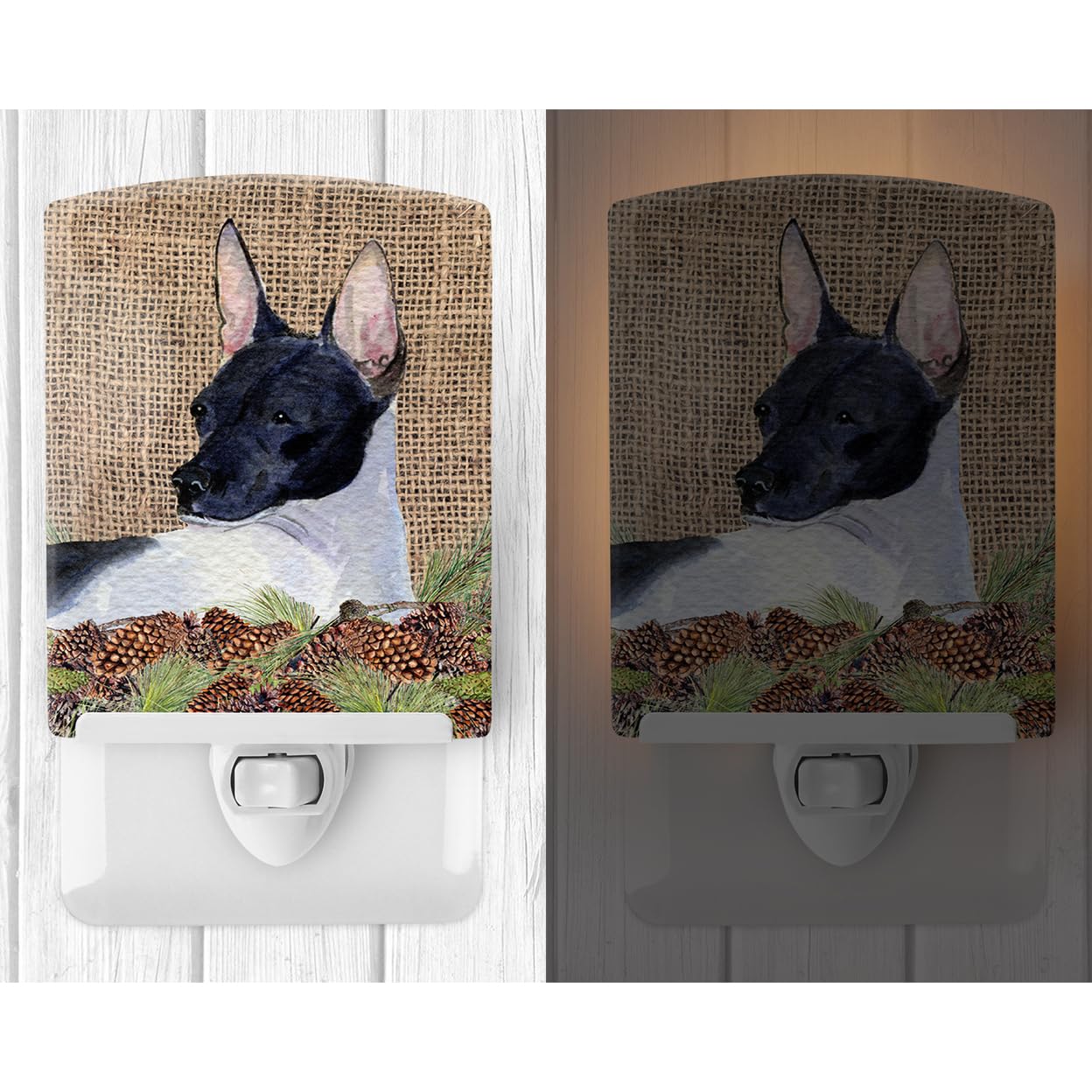 Carolines Treasures Ceramic Night Light, Rat Terrier Design, UL-Certified, 6x4x3 inches, Ideal for Bedroom, Bathroom, Kitchen