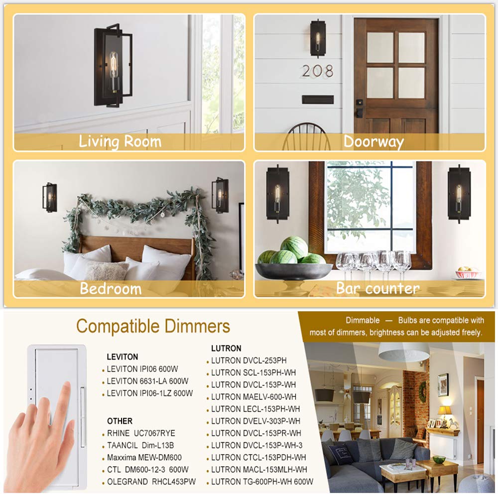 E17 T6.5 Led Tubular Filament Bulb,Dimmable 4W Led Tube Bulbs, 500Lm, 2700K Warm White, 40 Watt Incandescent Bulb Equivalent, Fo