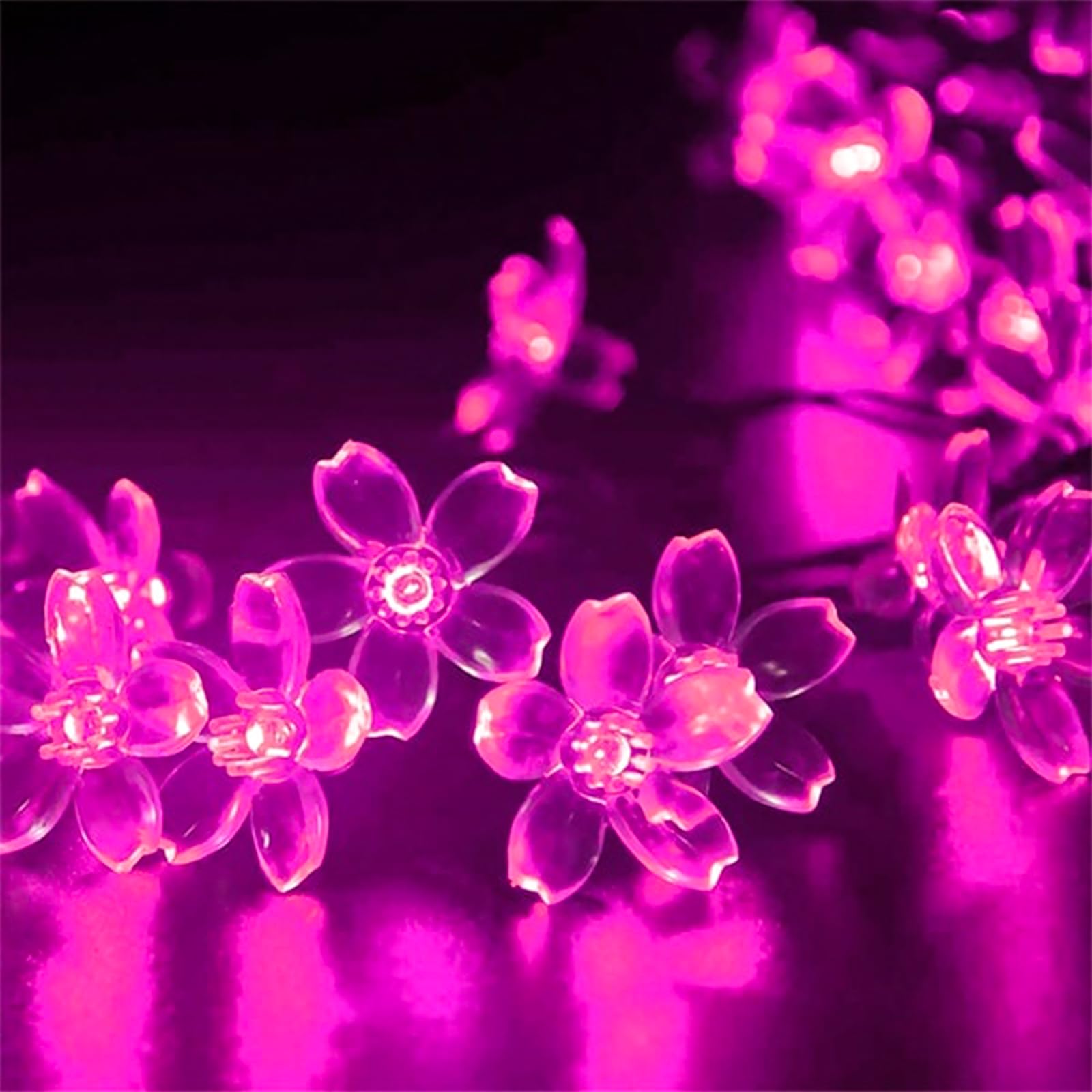 JACUXLSS Pink Flower String Lights, 33Ft 100 LED 8 Modes Fairy Cherry Blossom Christmas Easter Tree Hanging Decorations, Girls B