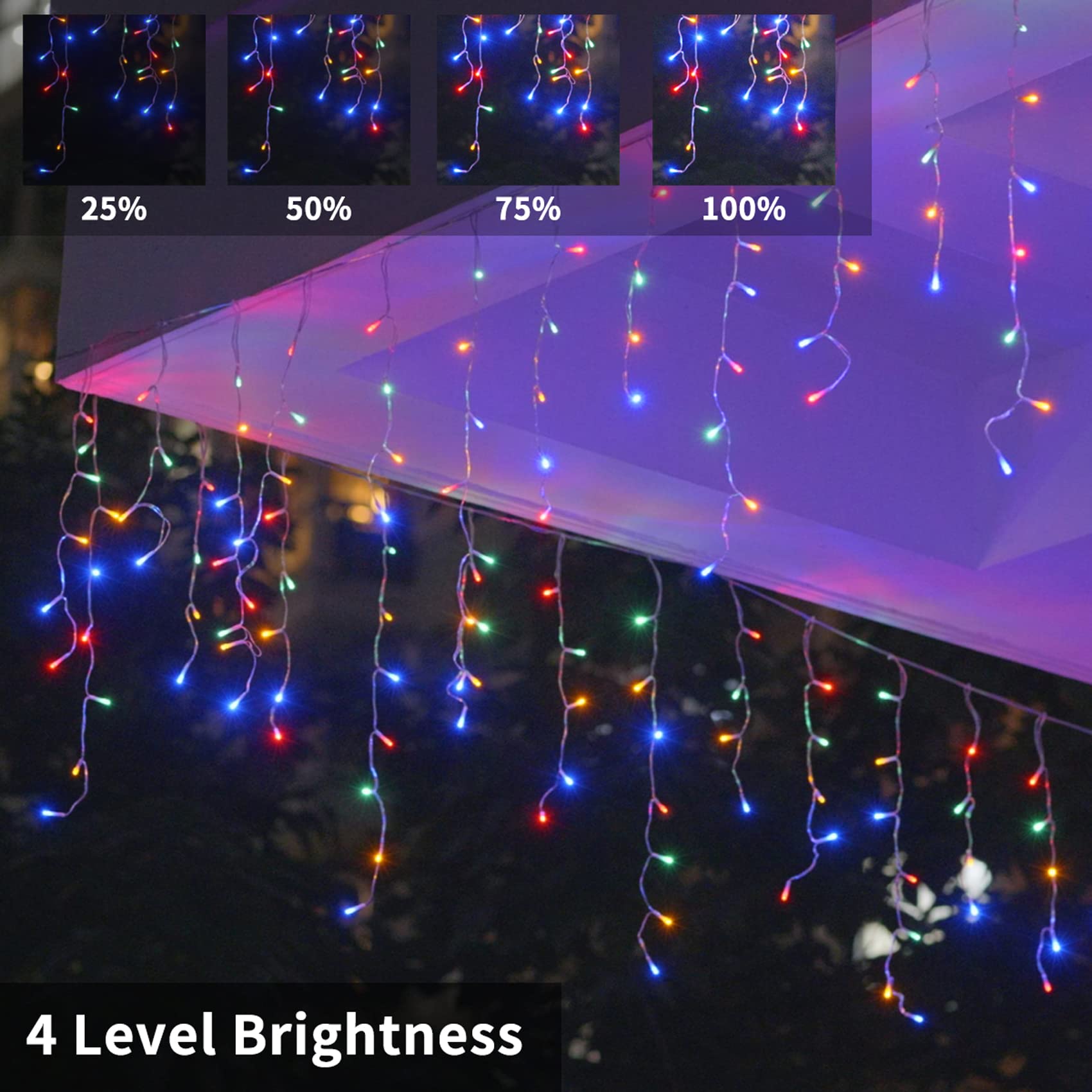 Christmas Icicle Lights Outdoor,640 Led 65.6 Ft 8 Modes With Remote Control, Curtain Fairy String Lights For Christmas Decoratio